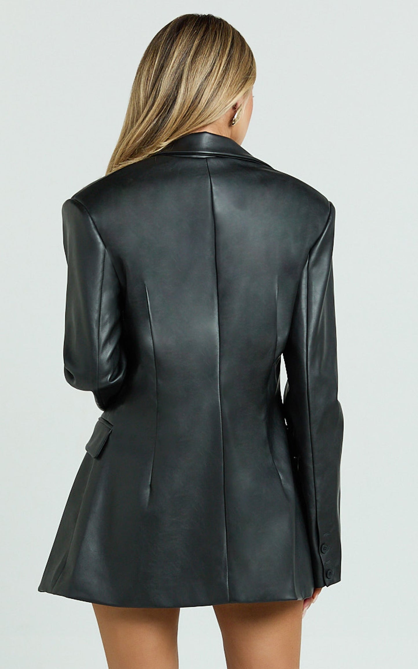 Prague Jacket - Two Button PU Blazer in Black
