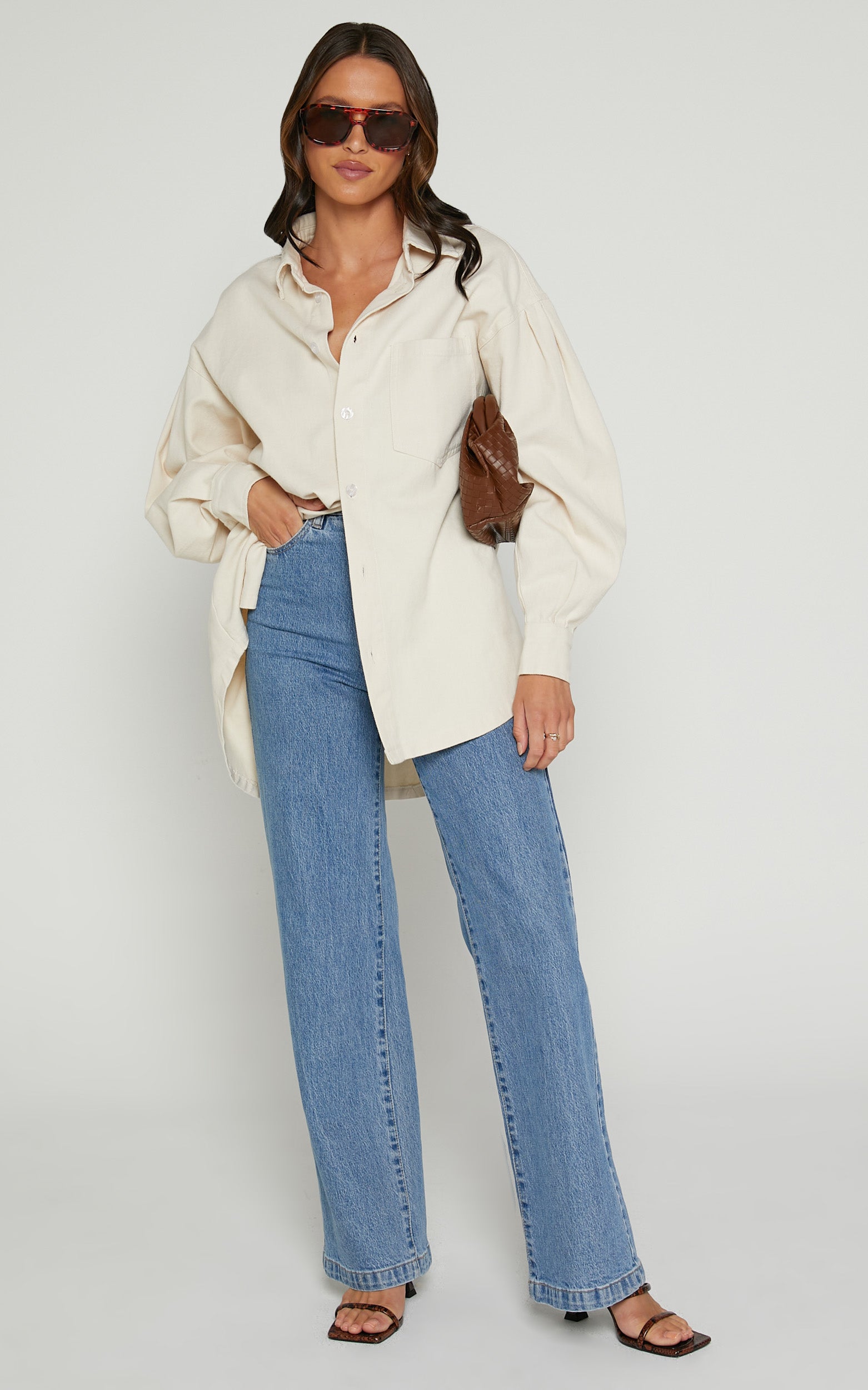 Prince Shirt - Button Up Long Sleeve Shirt in Beige