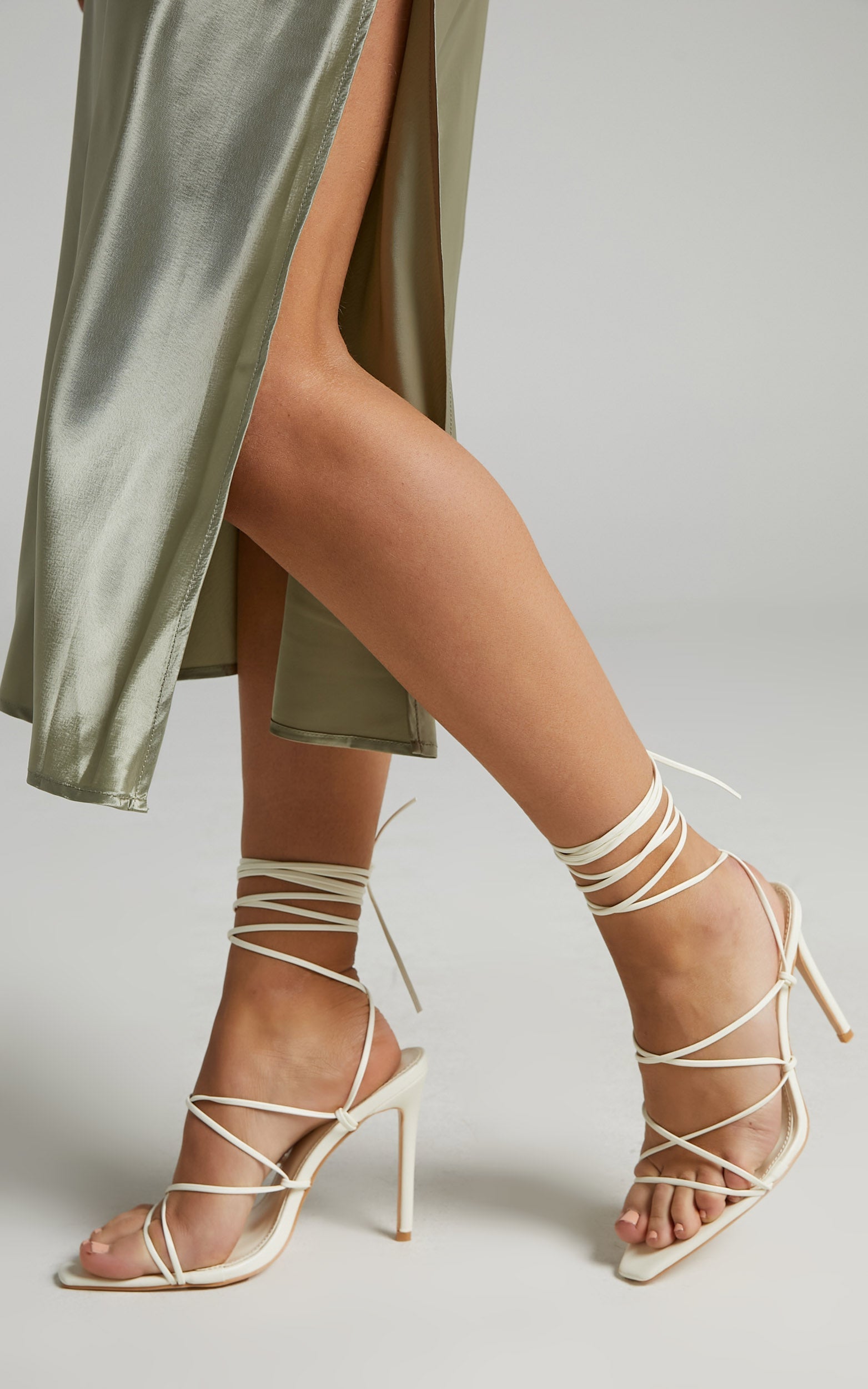 Public Desire - Cherryade Heels in Ecru PU