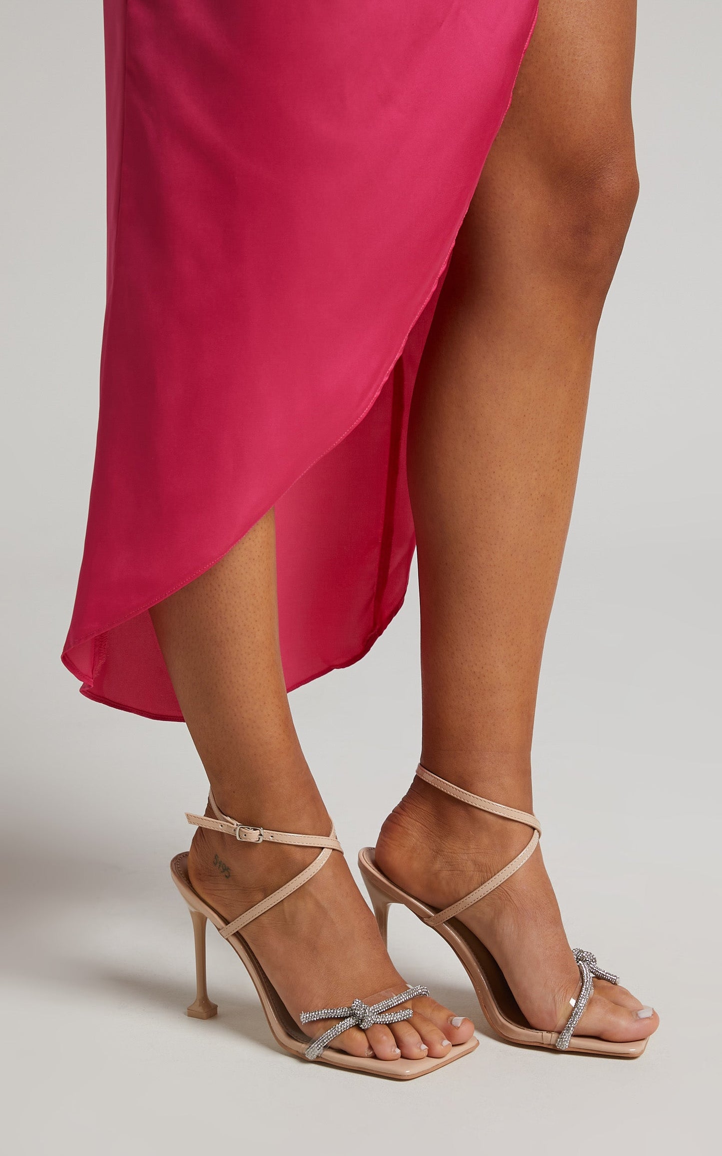 Public Desire - Glitter Heels in Nude Patent