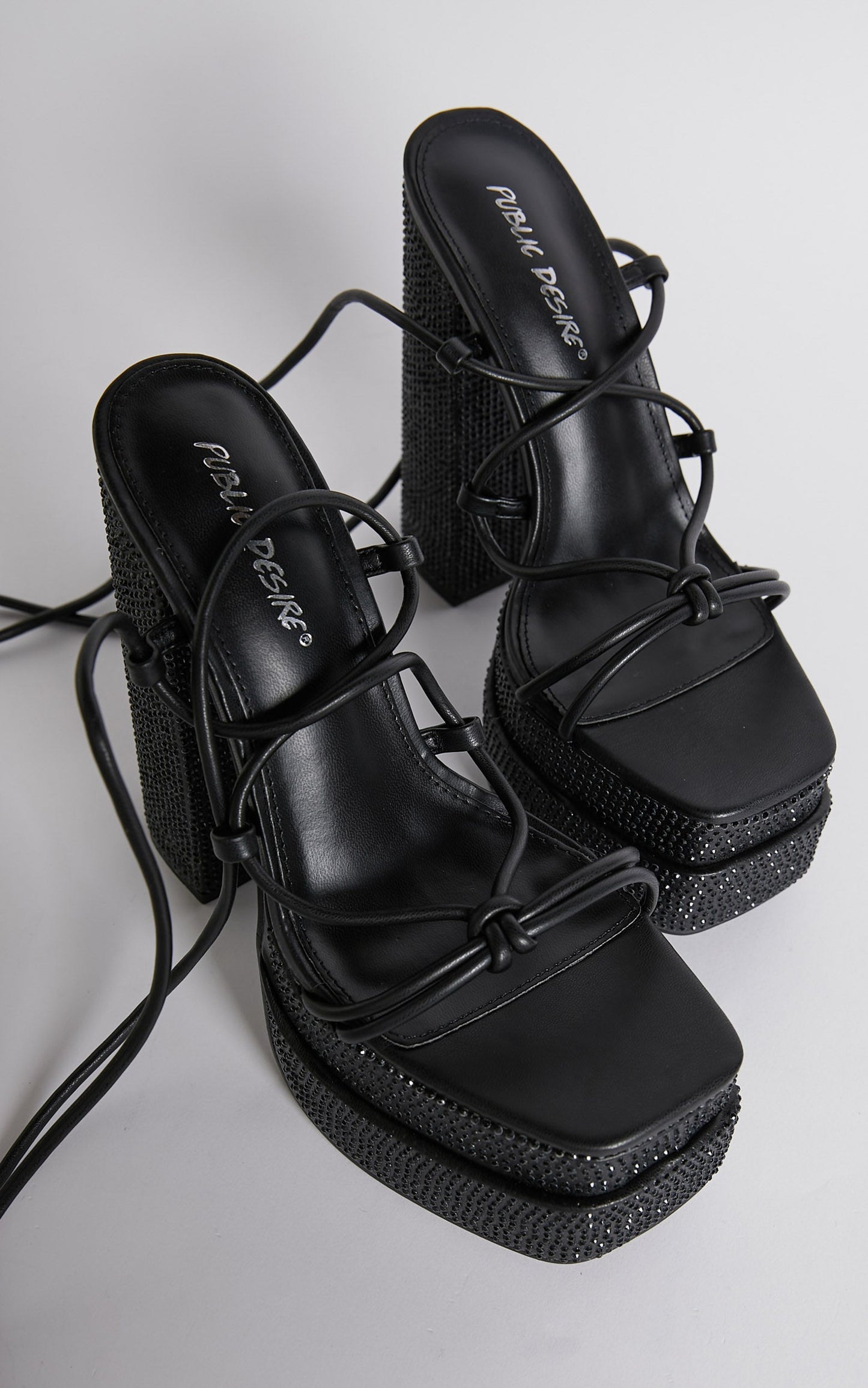 Public Desire - Glowgirl Heels in Glowgirl Black Diamante