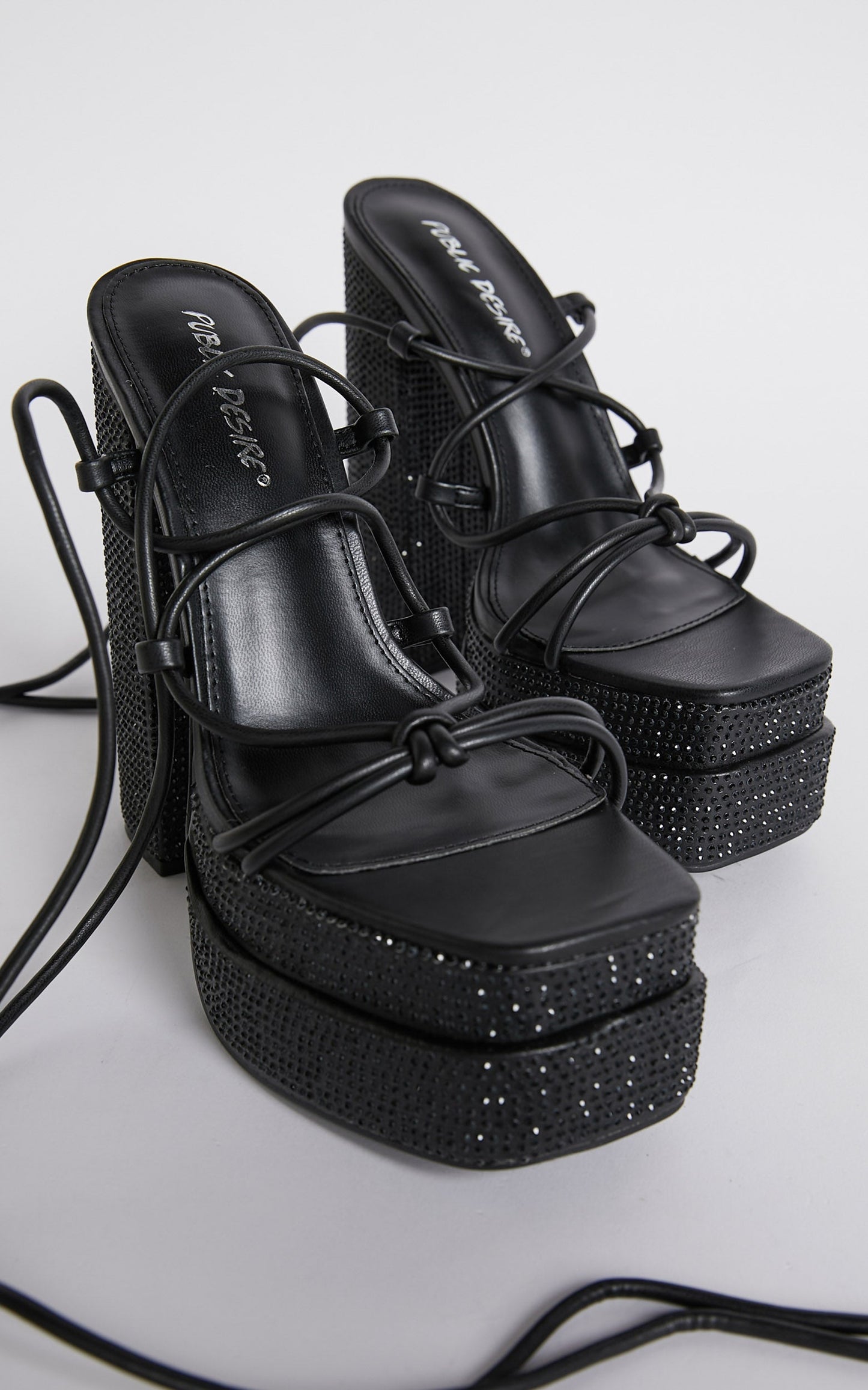 Public Desire - Glowgirl Heels in Glowgirl Black Diamante