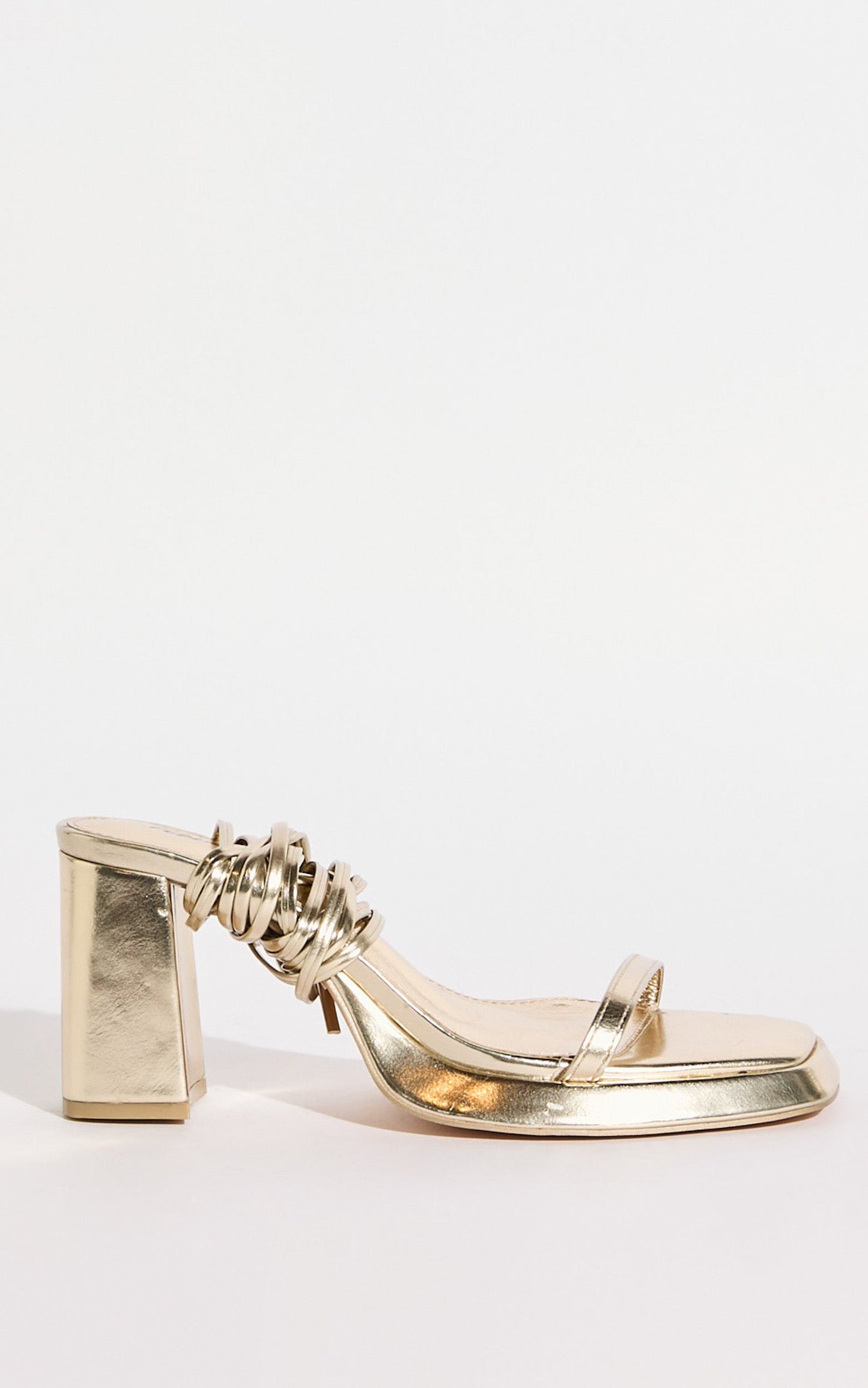 Public Desire - Jaipur Heels in Gold Metallic Grain PU