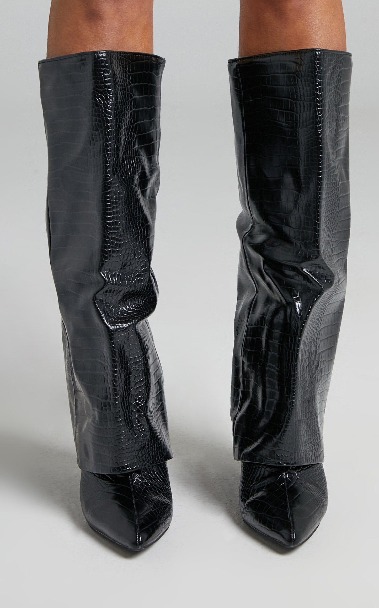 Public Desire - Zendaya Boots in Black Croc