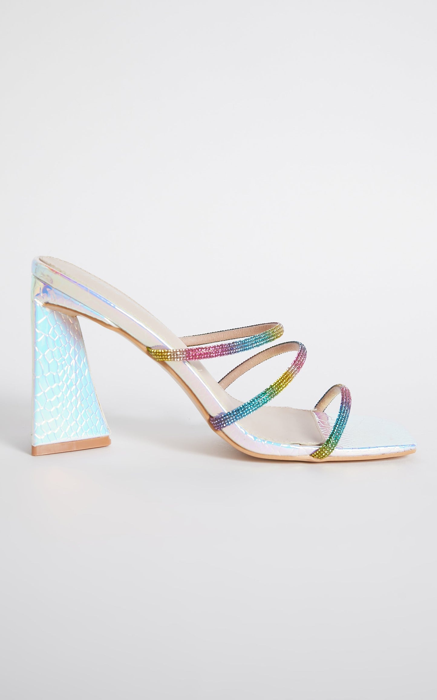 Public Desire - Zorah Heels in Rainbow Metallic Pu Diamante
