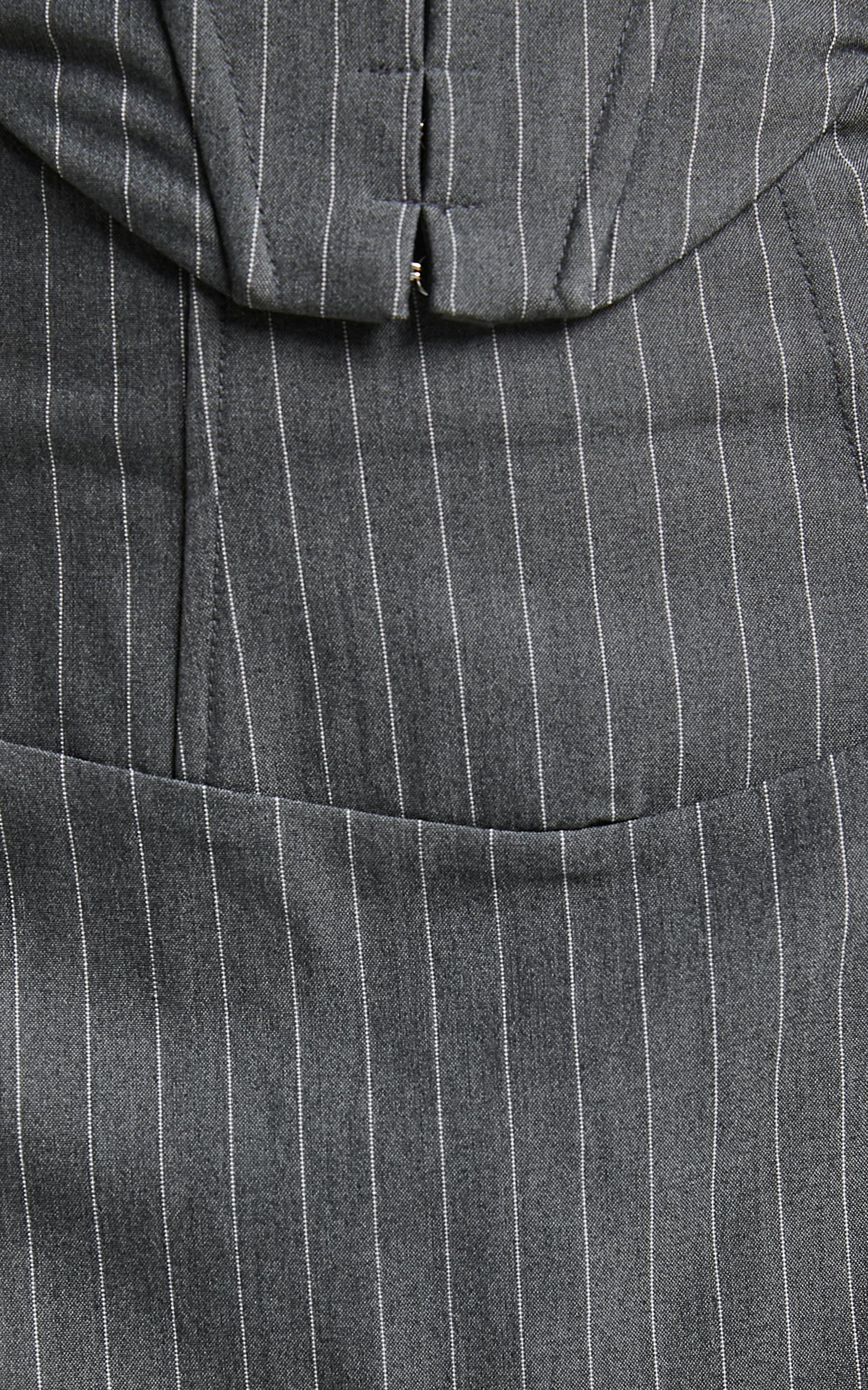 Queennie Mini Skirt - High Waist Panel Detail Skirt in Charcoal Pinstripe