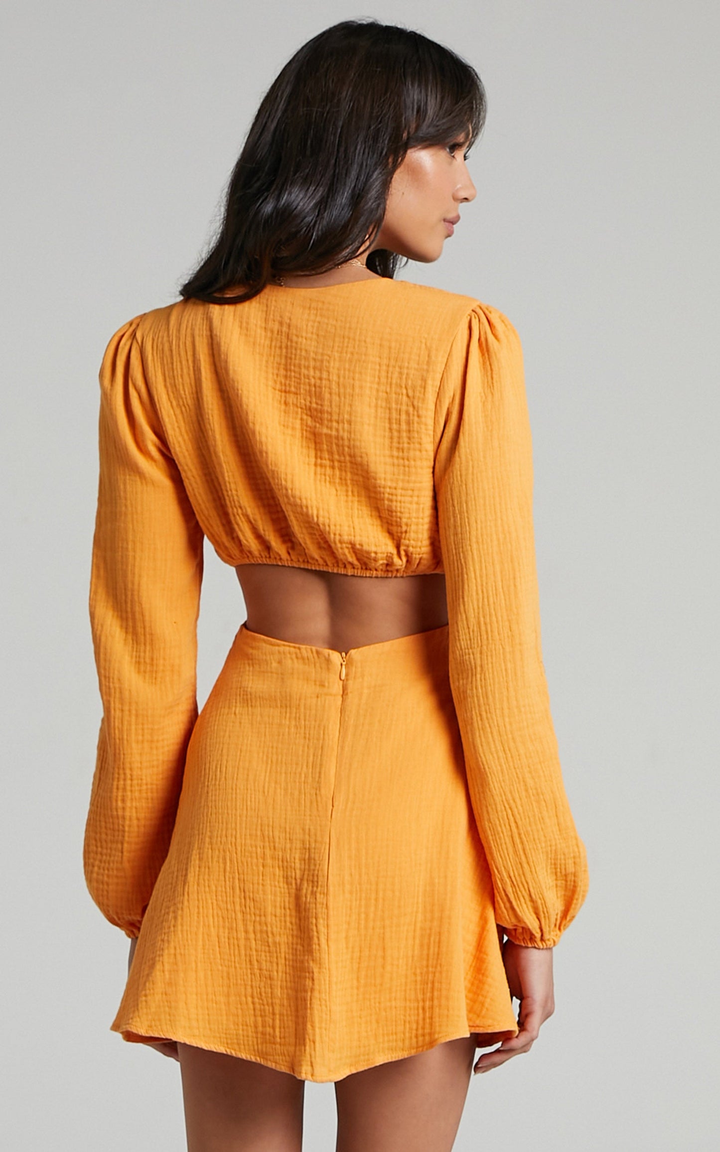 Queeny Side Cutouts Mini Dress in Sherbet