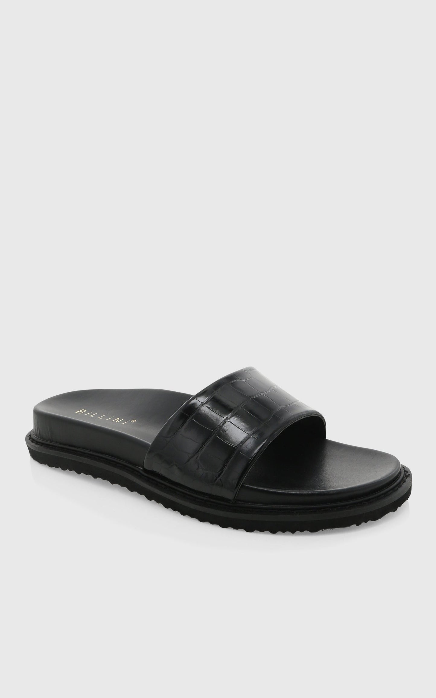 Billini - Raya Slides in Black Croc