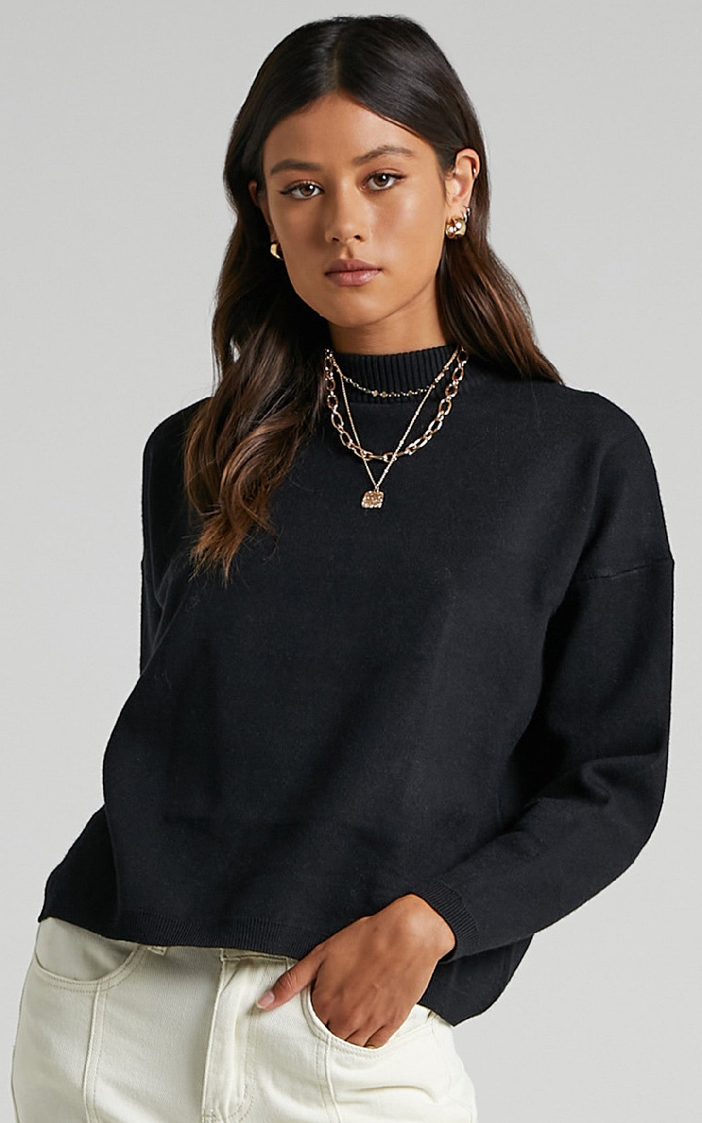 Midnight Glow Knit Jumper in Black