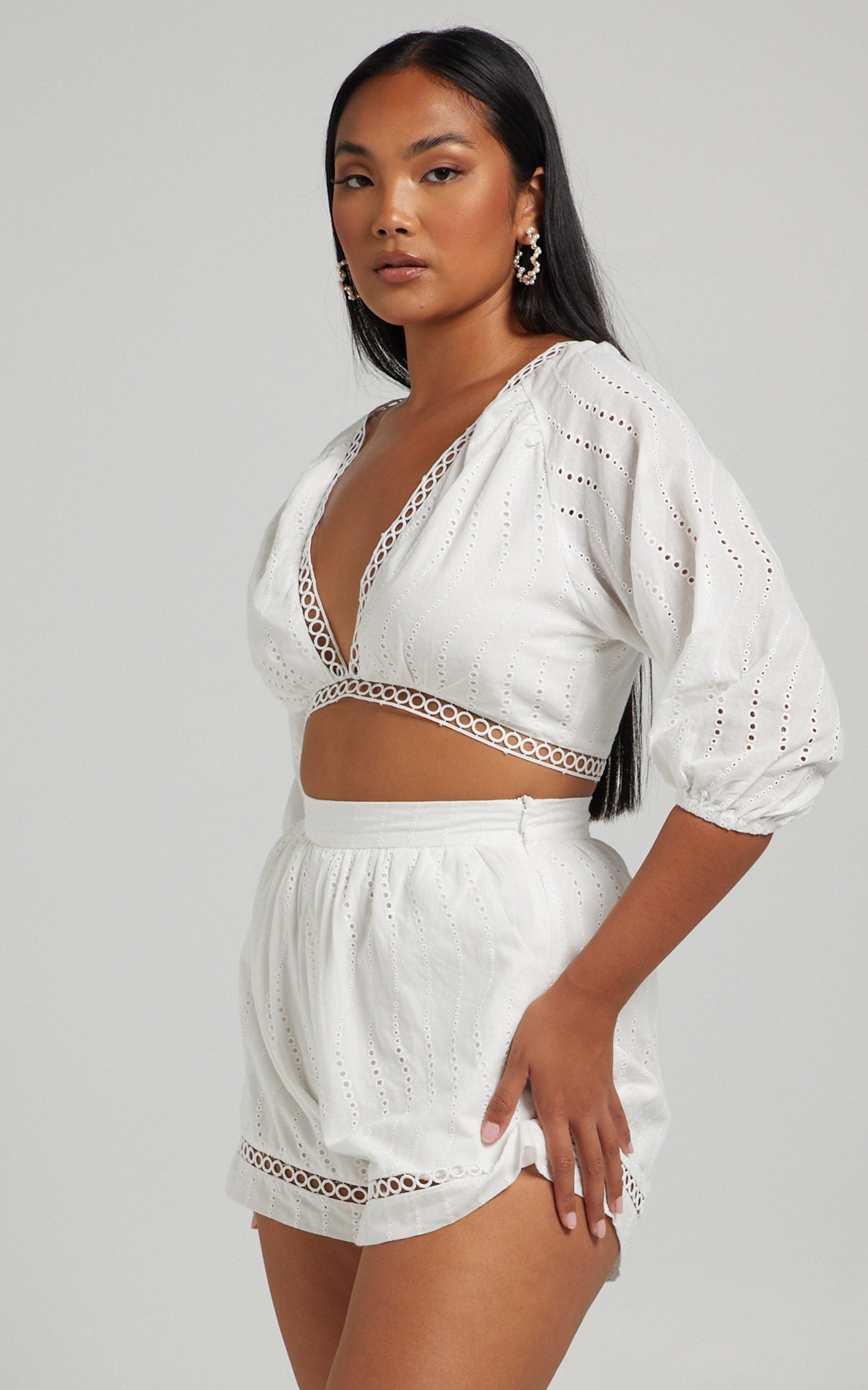Lirah Broderie Two Piece Set in White