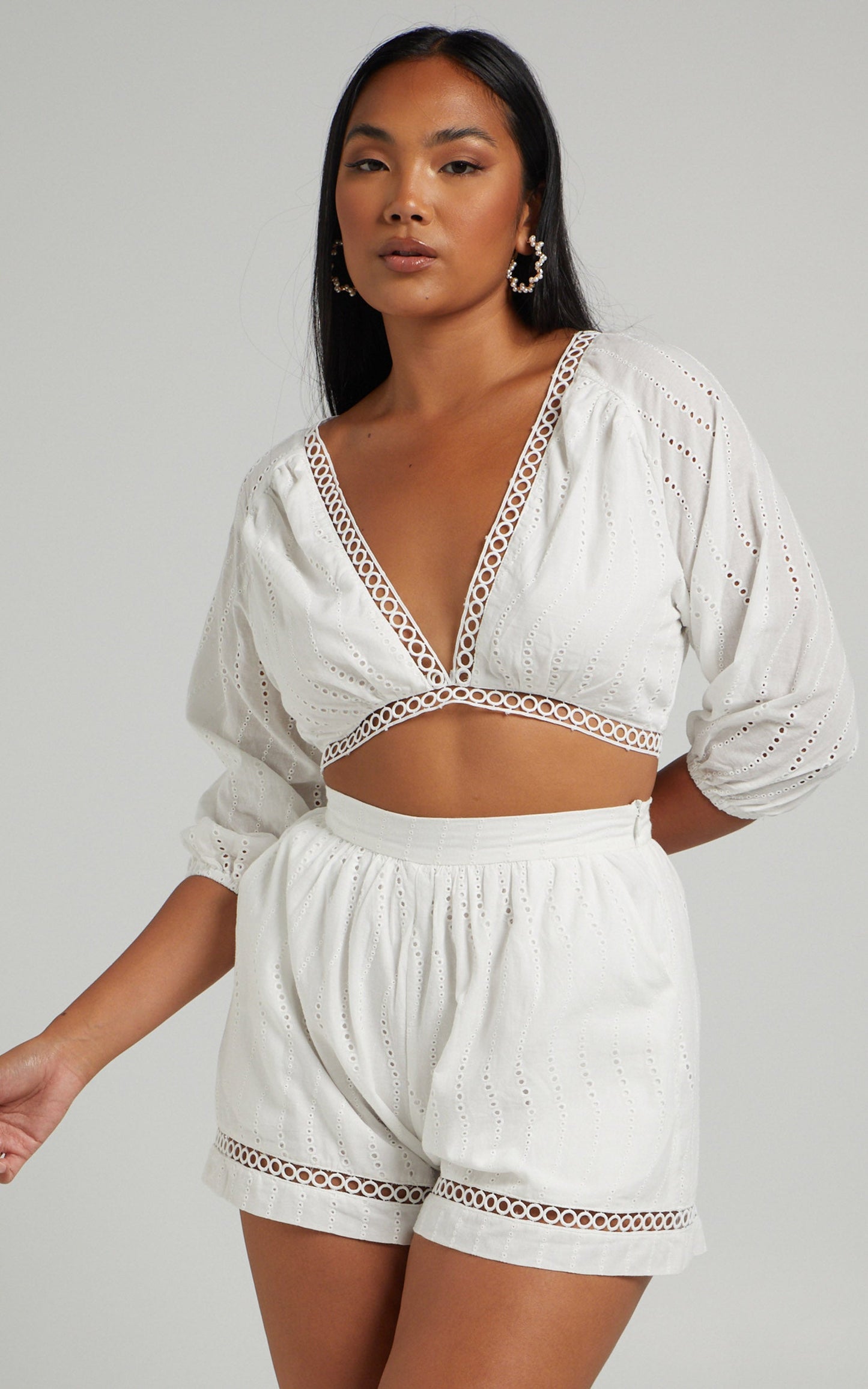Lirah Broderie Two Piece Set in White
