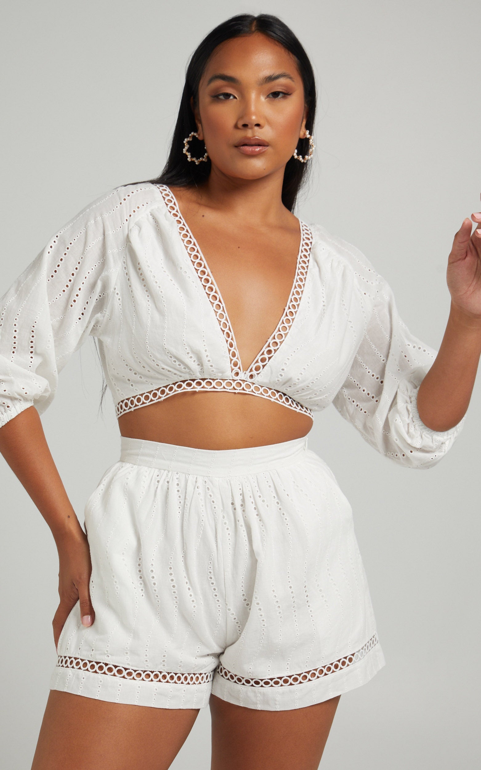 Lirah Broderie Two Piece Set in White