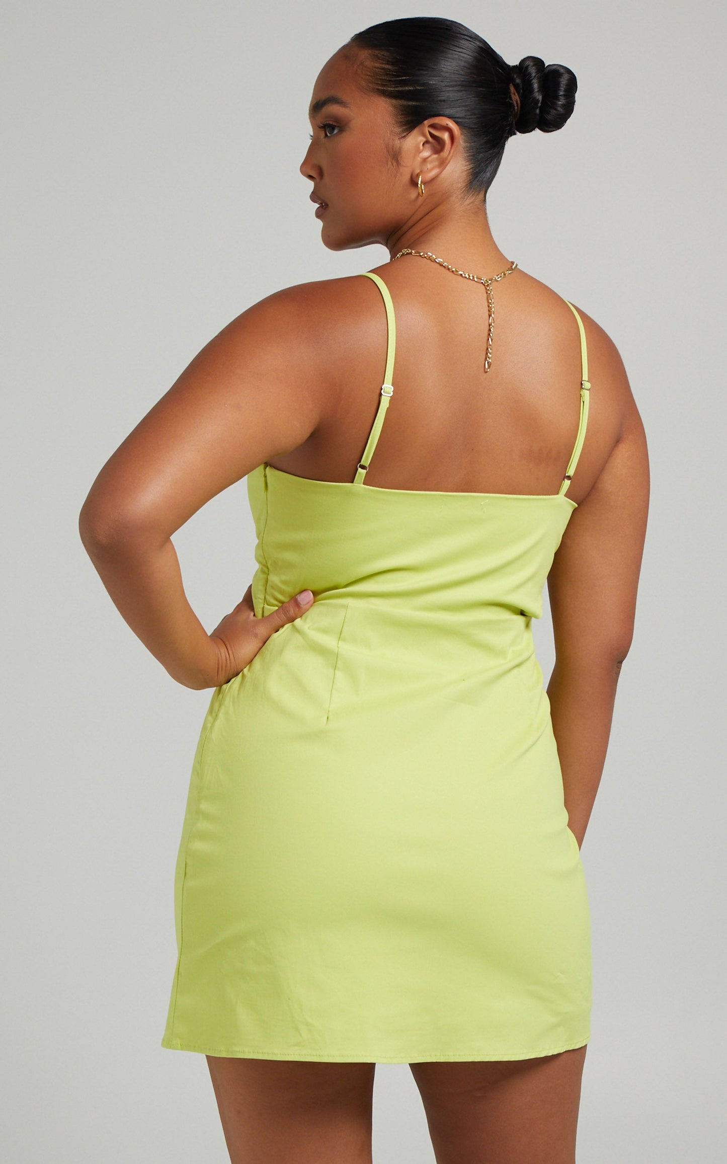 Tommy Twist Front Mini Dress in Lime