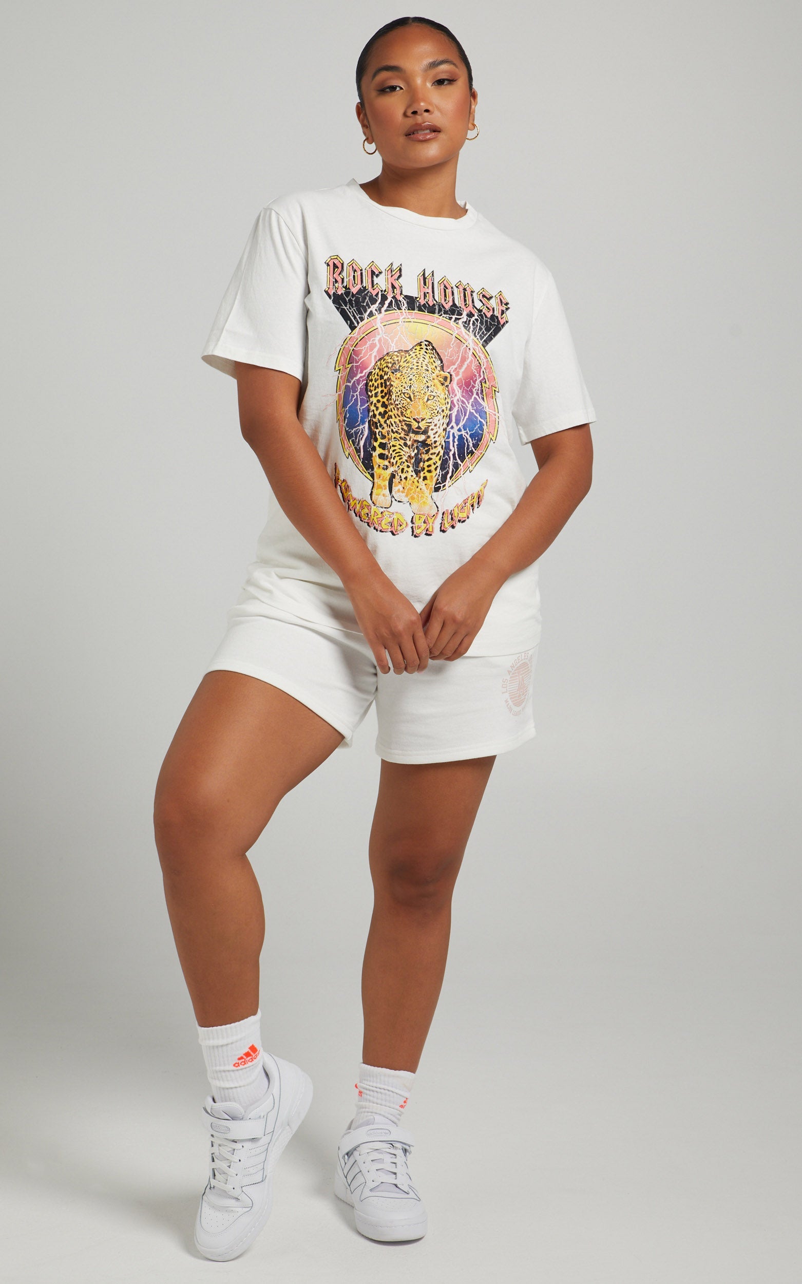 Electric Cheetah Graphic T Shirt in White