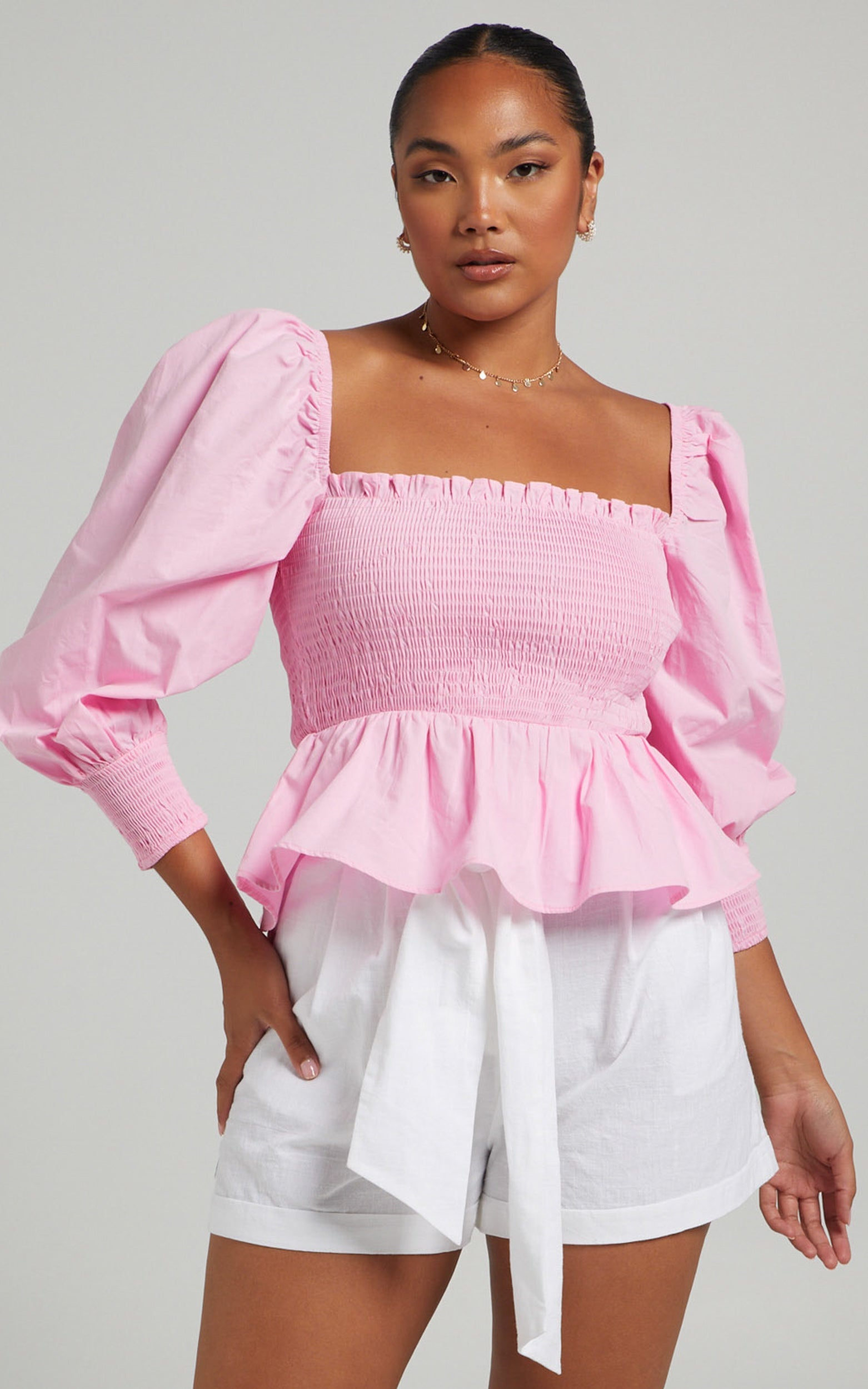 Vera Puff Sleeve Top in Pink