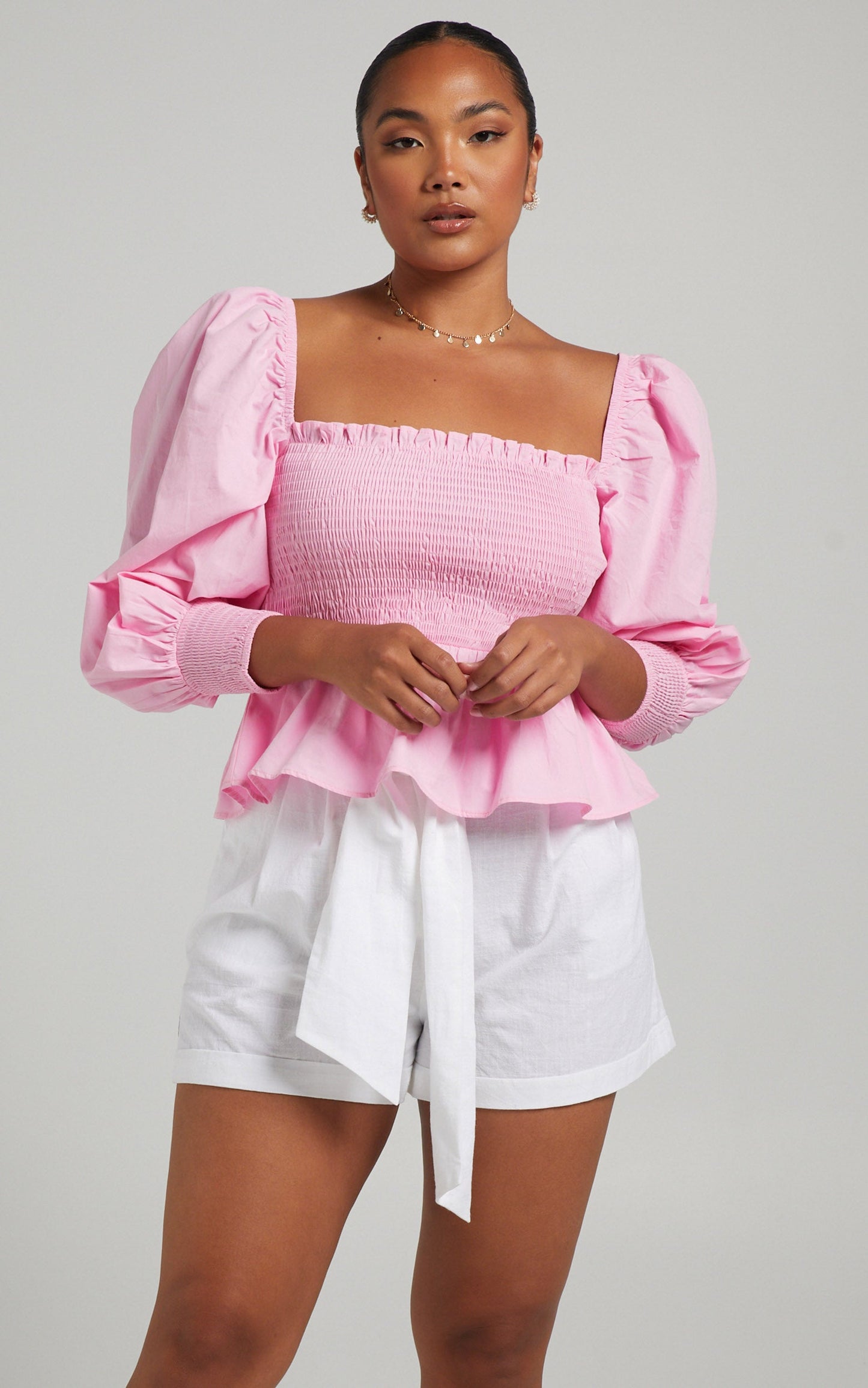 Vera Puff Sleeve Top in Pink