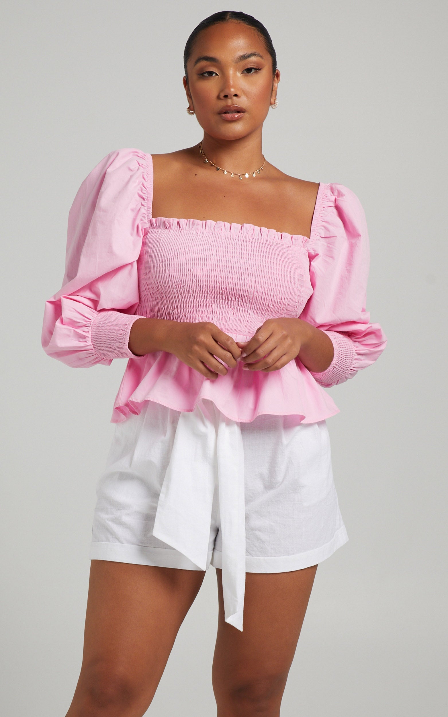 Vera Puff Sleeve Top in Pink