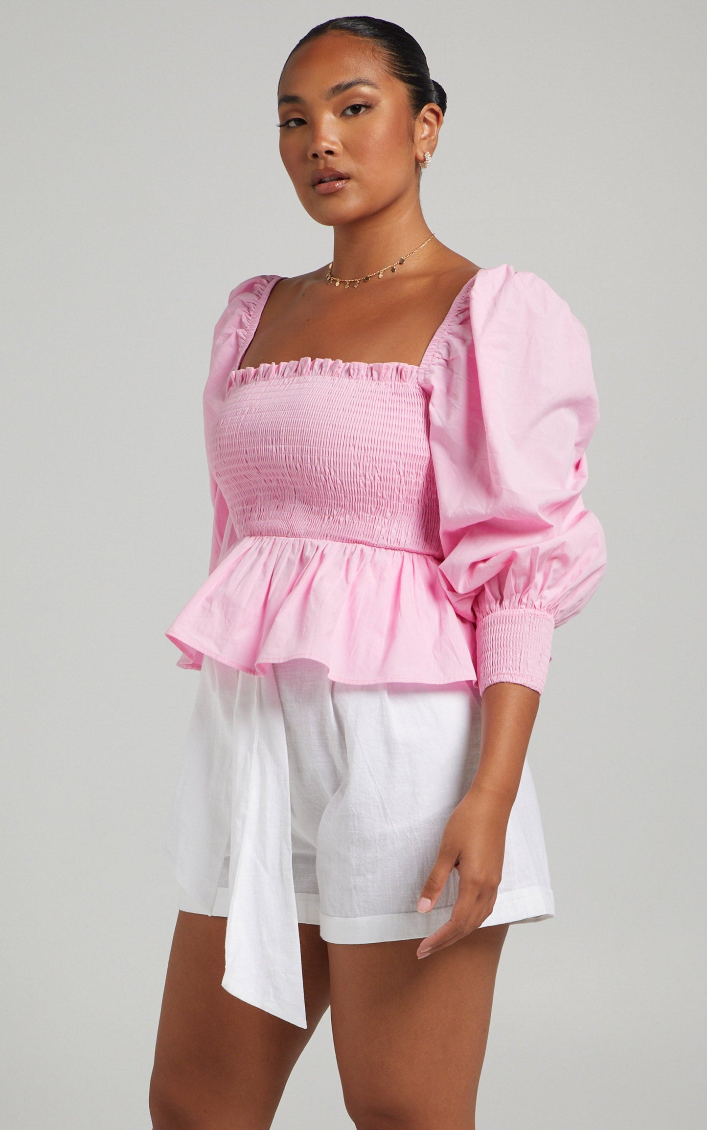 Vera Puff Sleeve Top in Pink