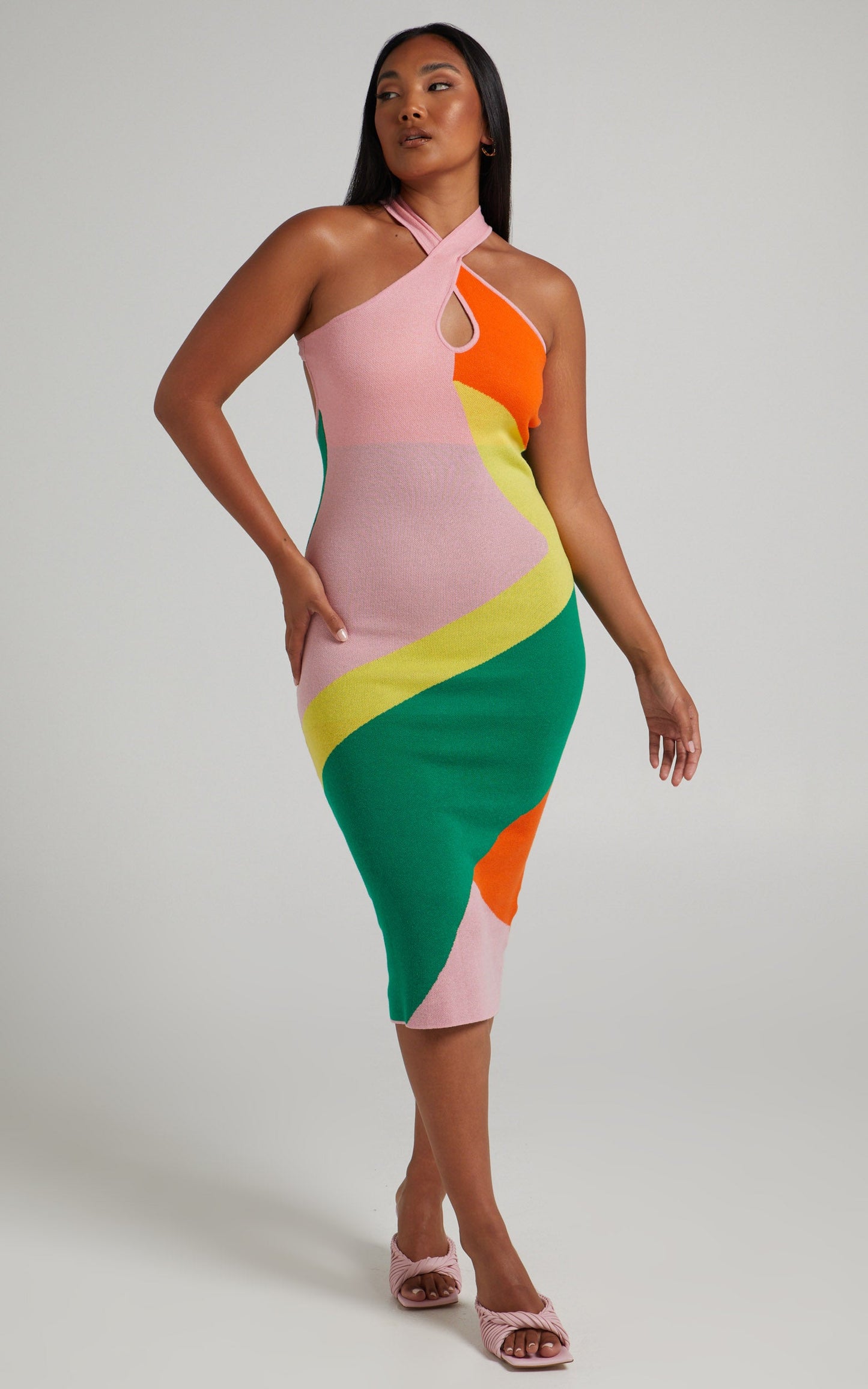 Blossom Knit Midi Dress in Bright Multi