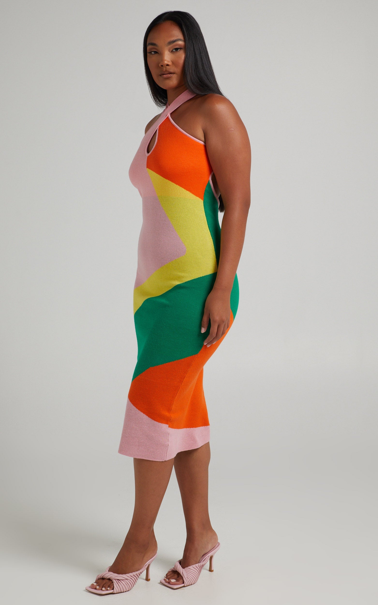 Blossom Knit Midi Dress in Bright Multi