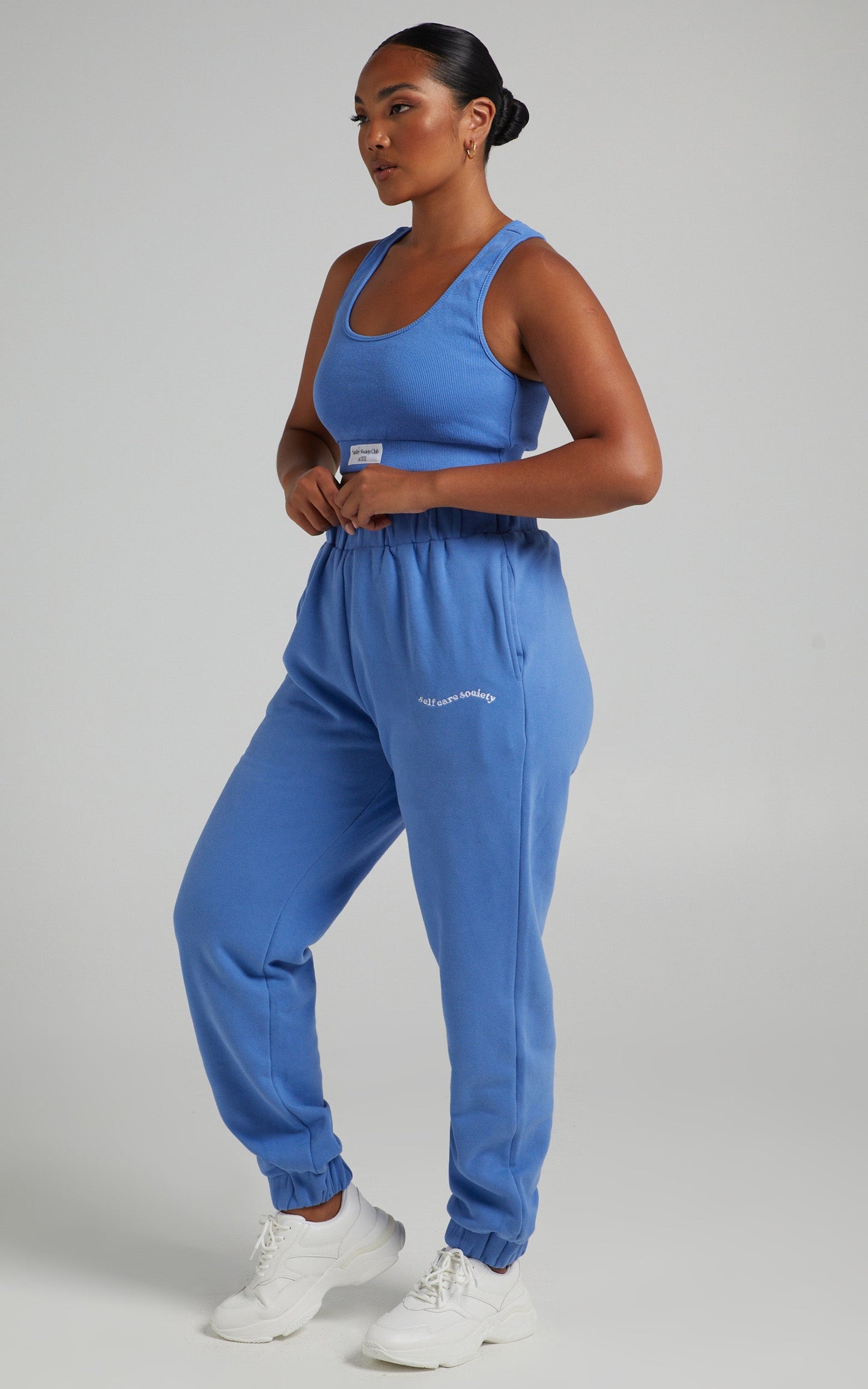Sunday Society Club - Mid Waisted Maddie Sweatpants in Blue