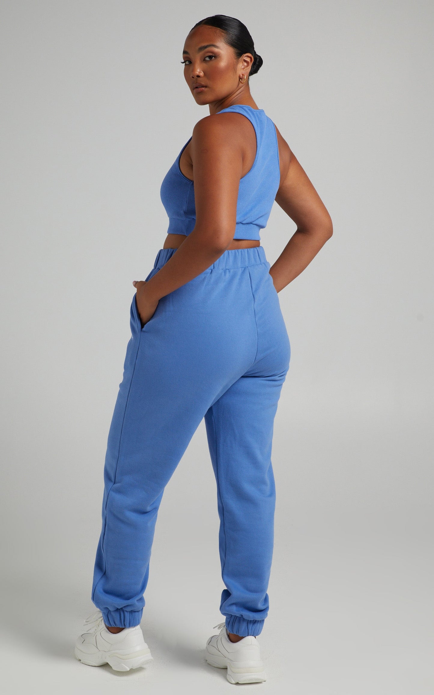 Sunday Society Club - Mid Waisted Maddie Sweatpants in Blue