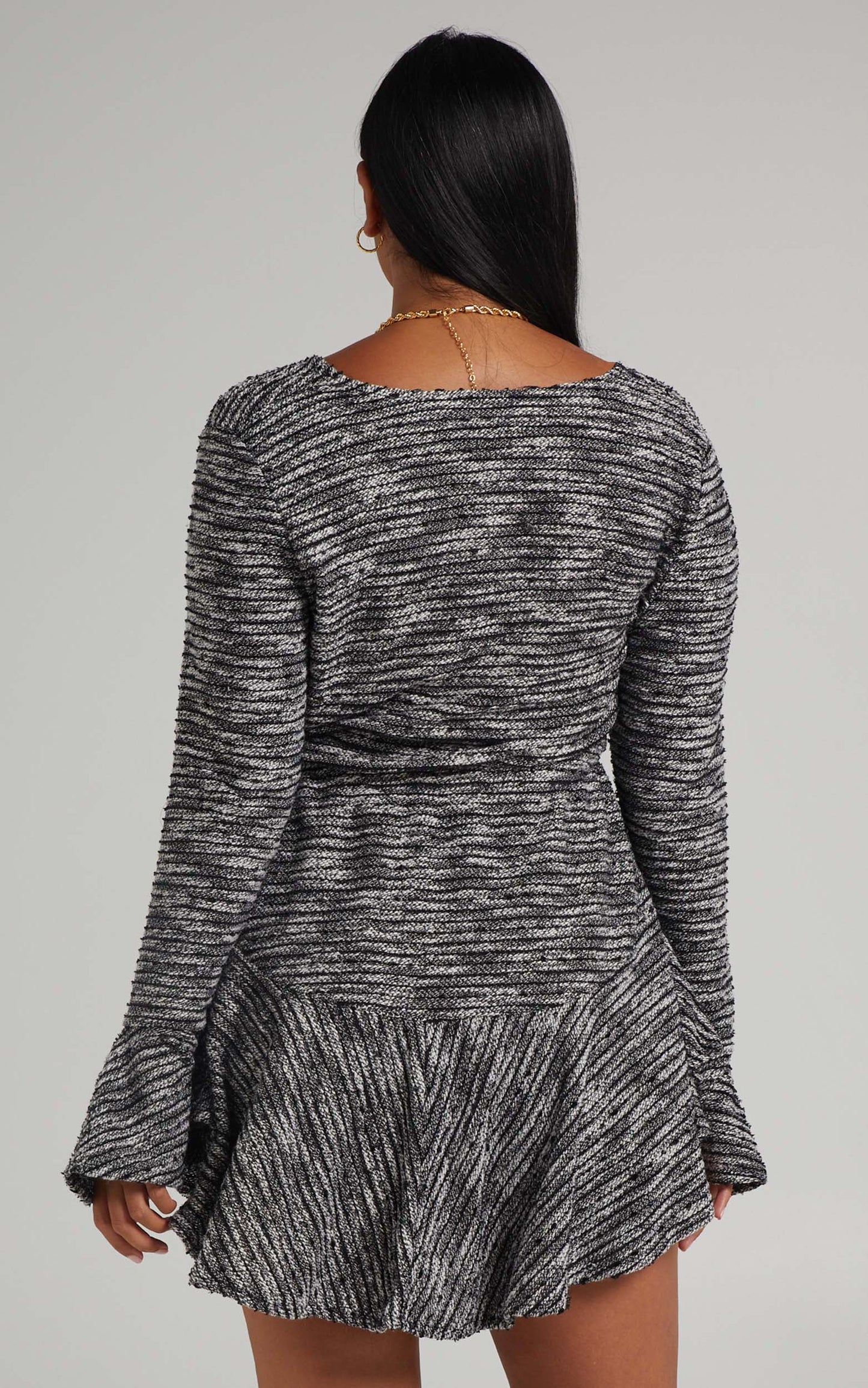 Thea Mini Dress - Wrap Front Bell Sleeve Dress in Multi