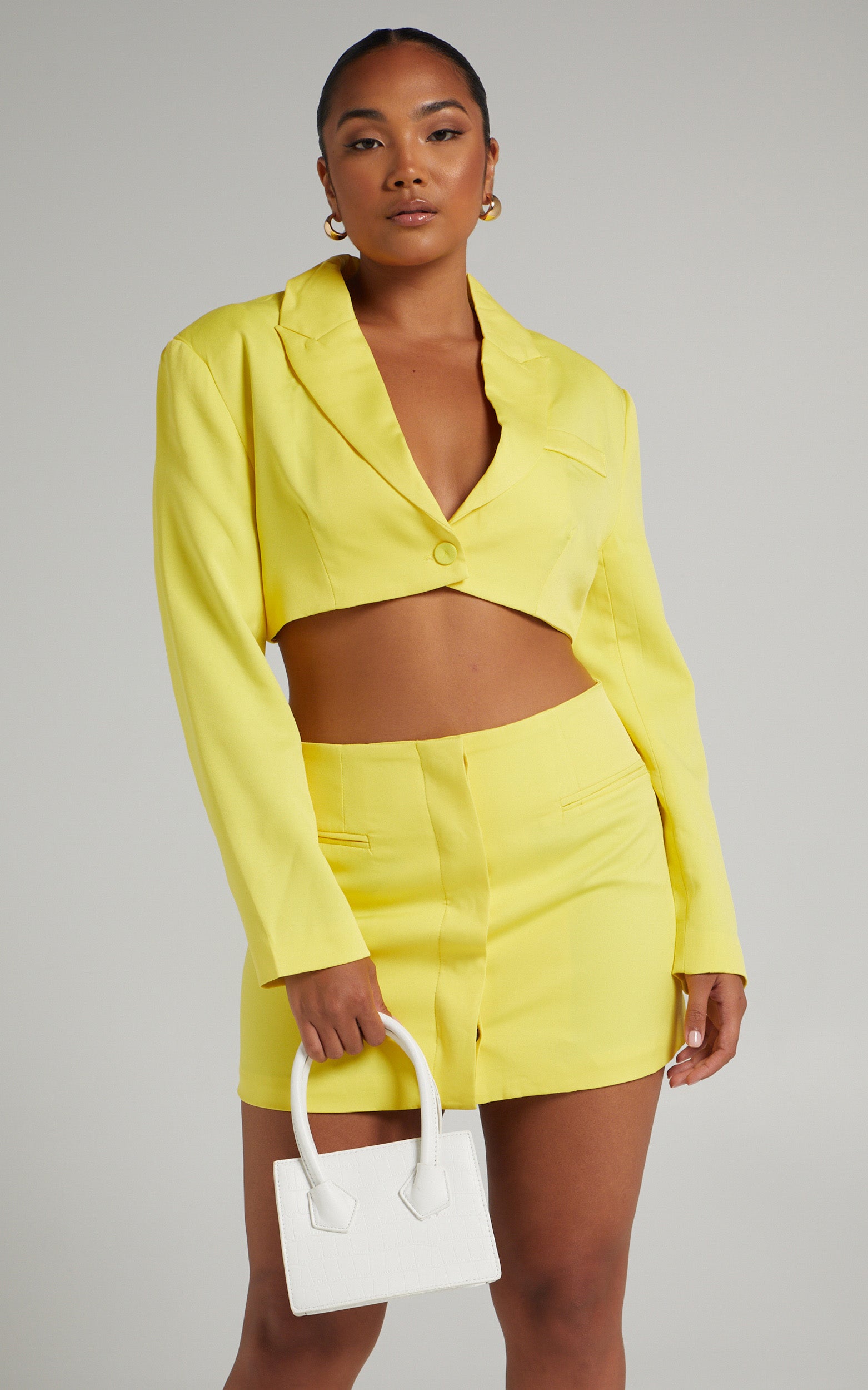 Camielle Cut Out Blazer Dress in Chartreuse