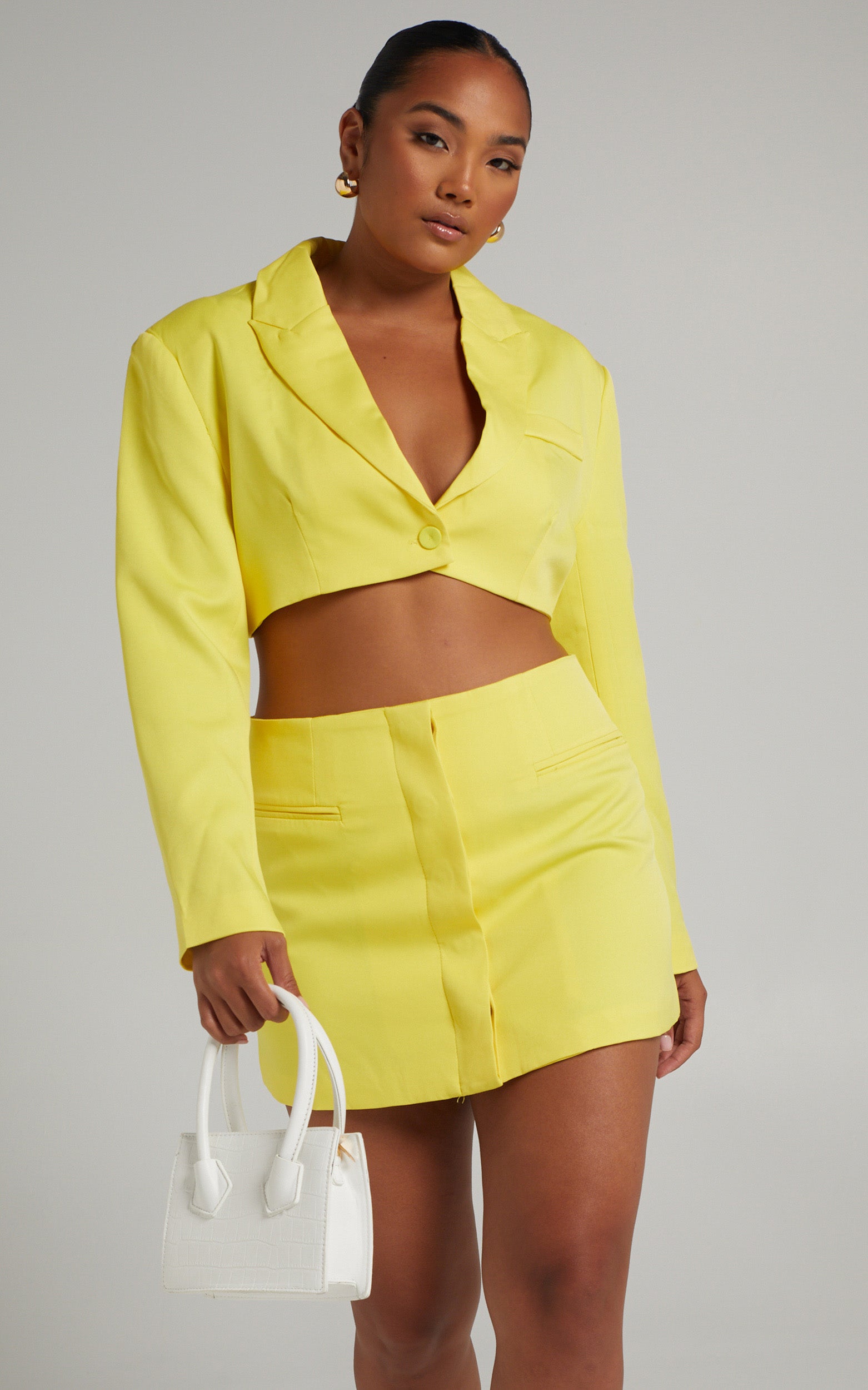 Camielle Cut Out Blazer Dress in Chartreuse