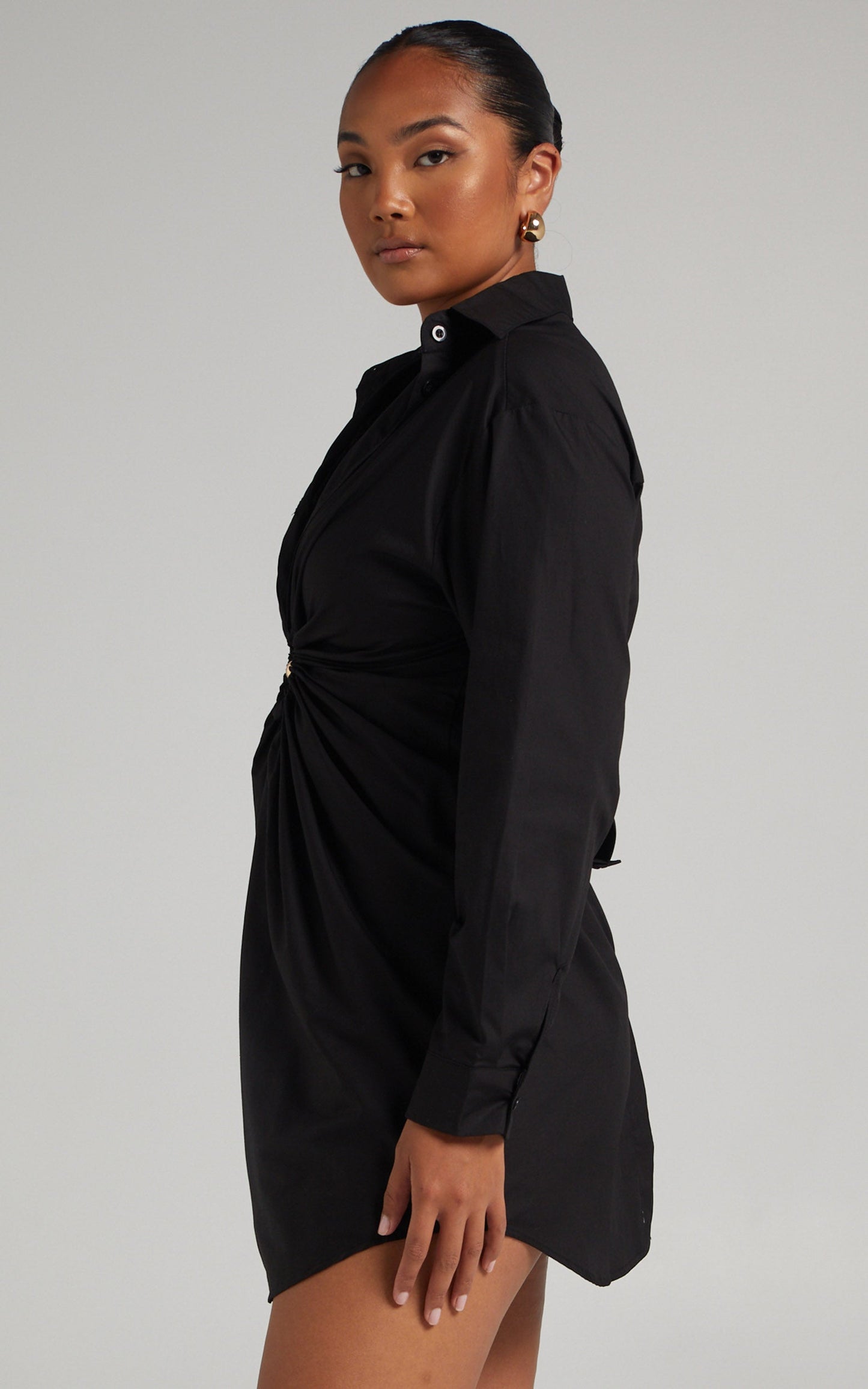 Khai Shirt Dress in Black