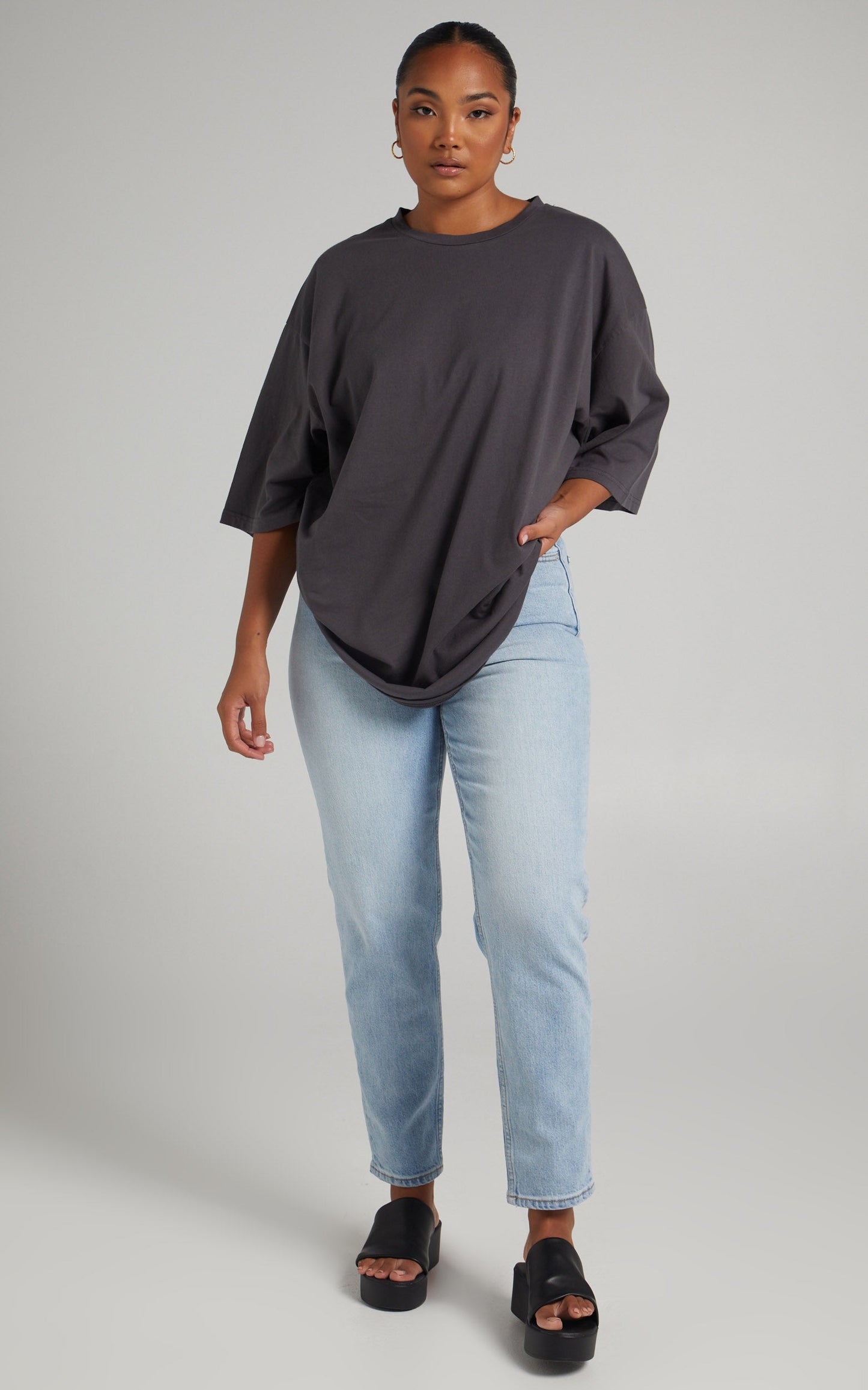 Wanderlust Oversized T Shirt in Black Wash