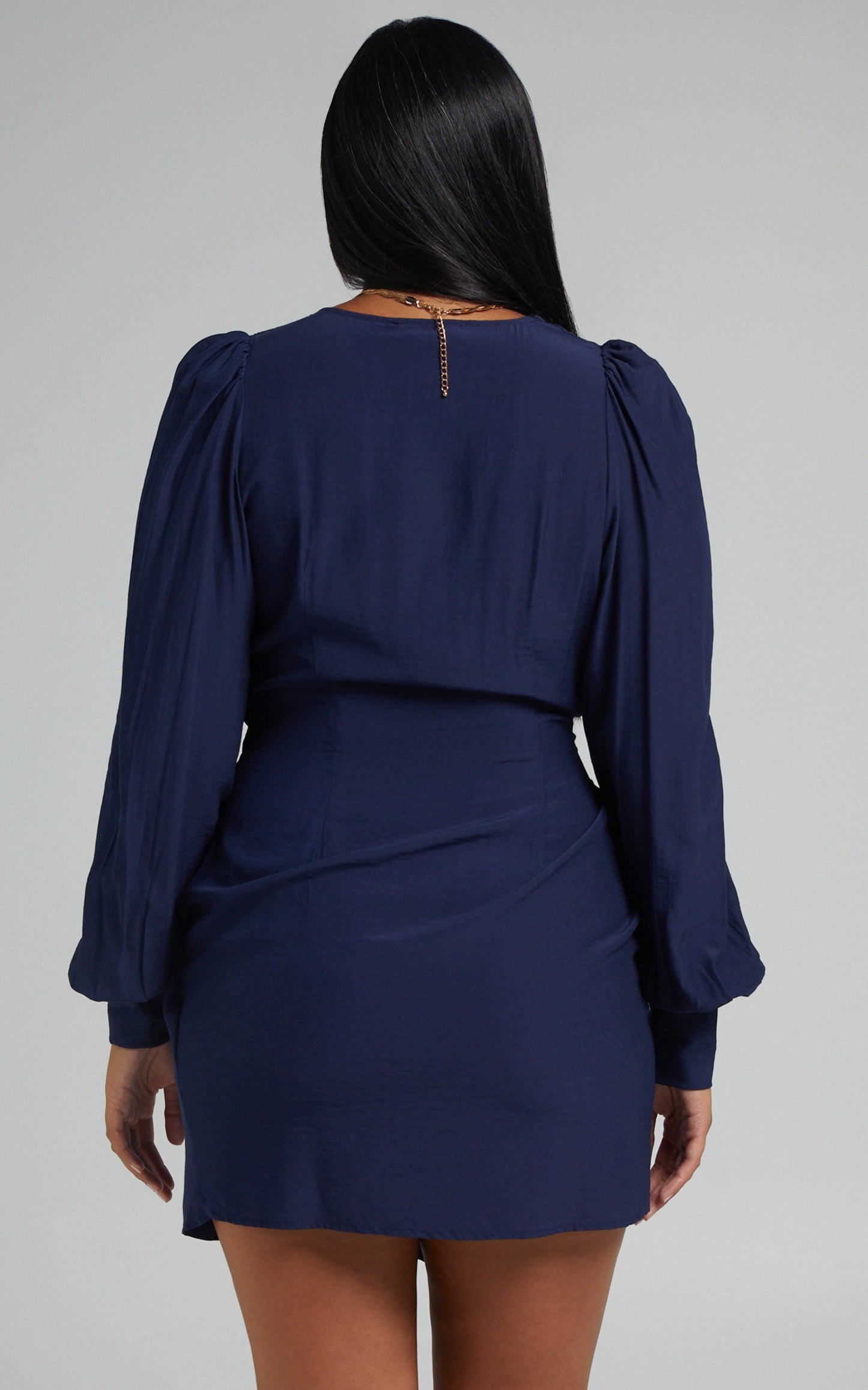 Bellefleur Mini Dress - Faux Wrap Dress in Navy