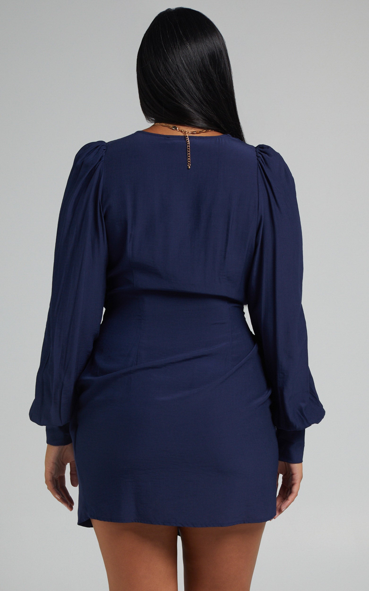Bellefleur Mini Dress - Faux Wrap Dress in Navy