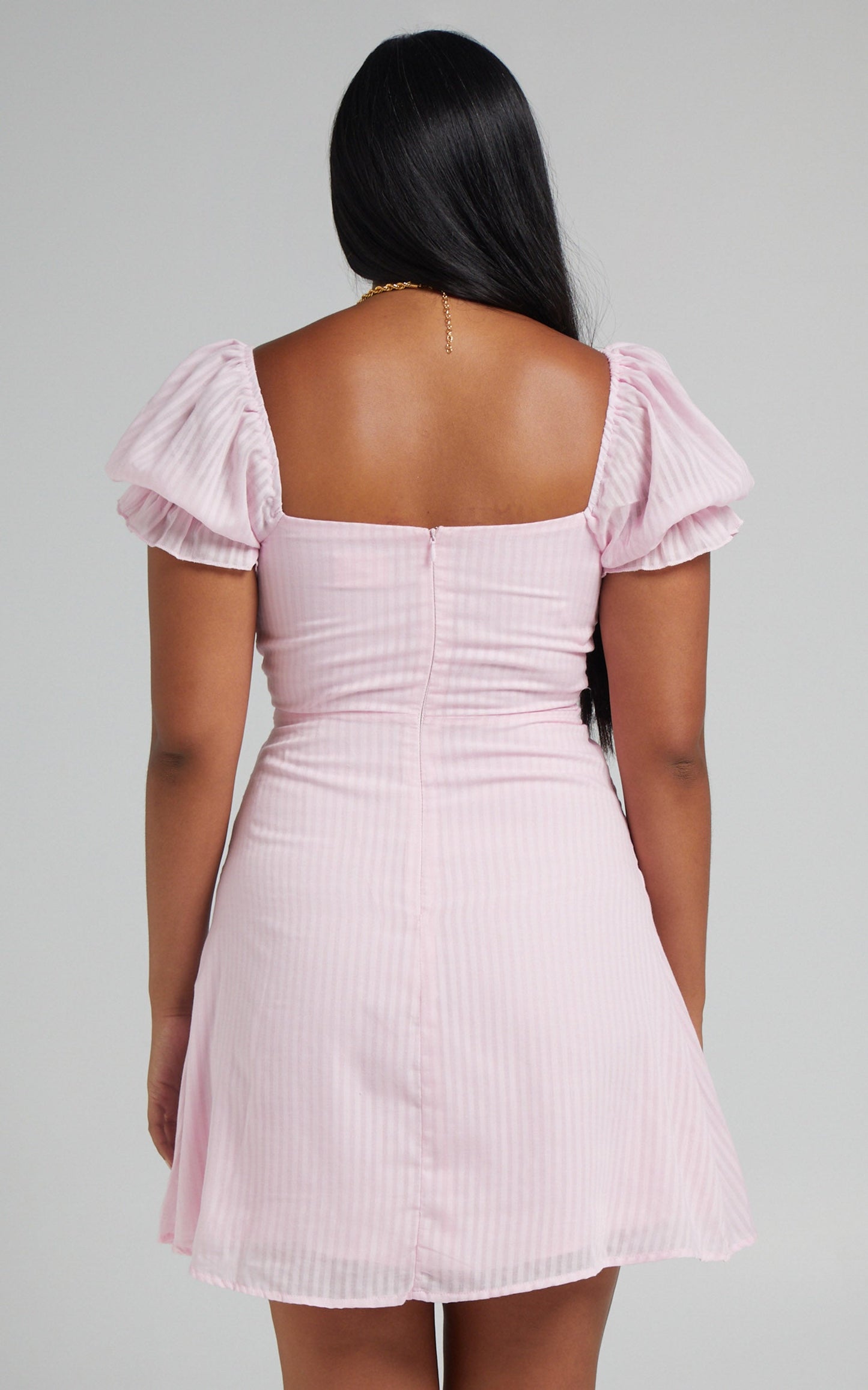Soft Mention Mini Dress - Puff Sleeve Dress in Pastel Pink
