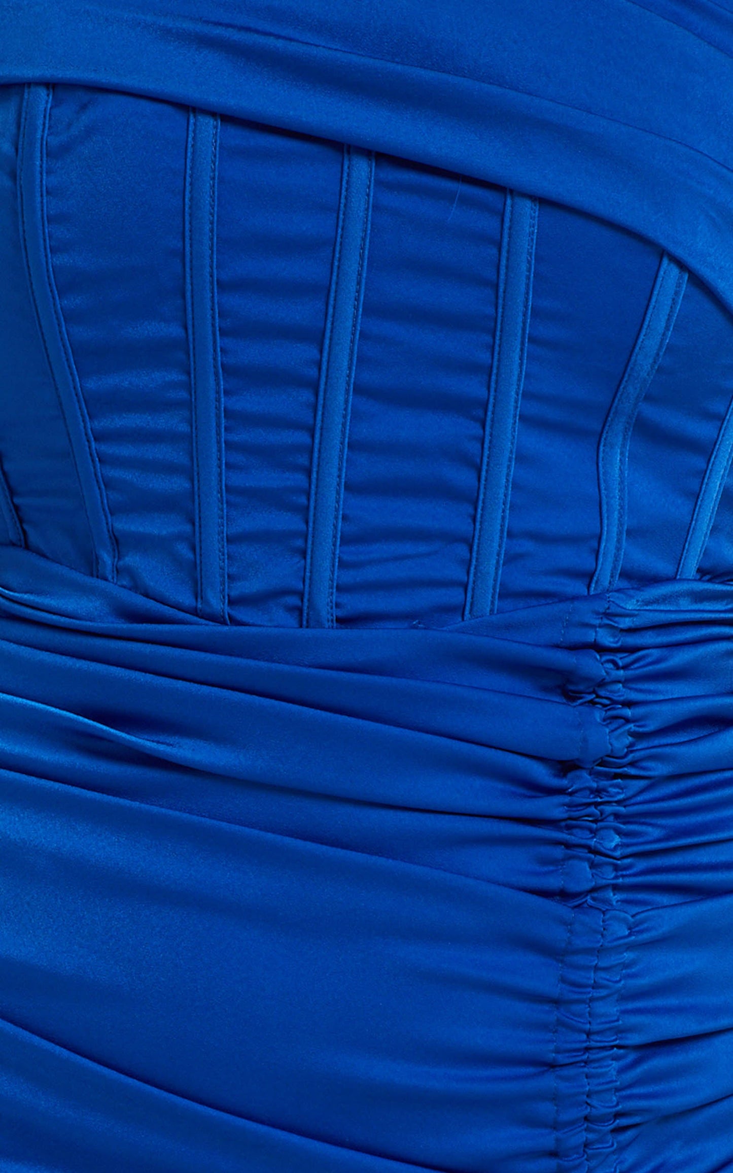 Hawk Midi Dress - Off Shoulder Corset Drawstring Detail Dress in Electric Blue