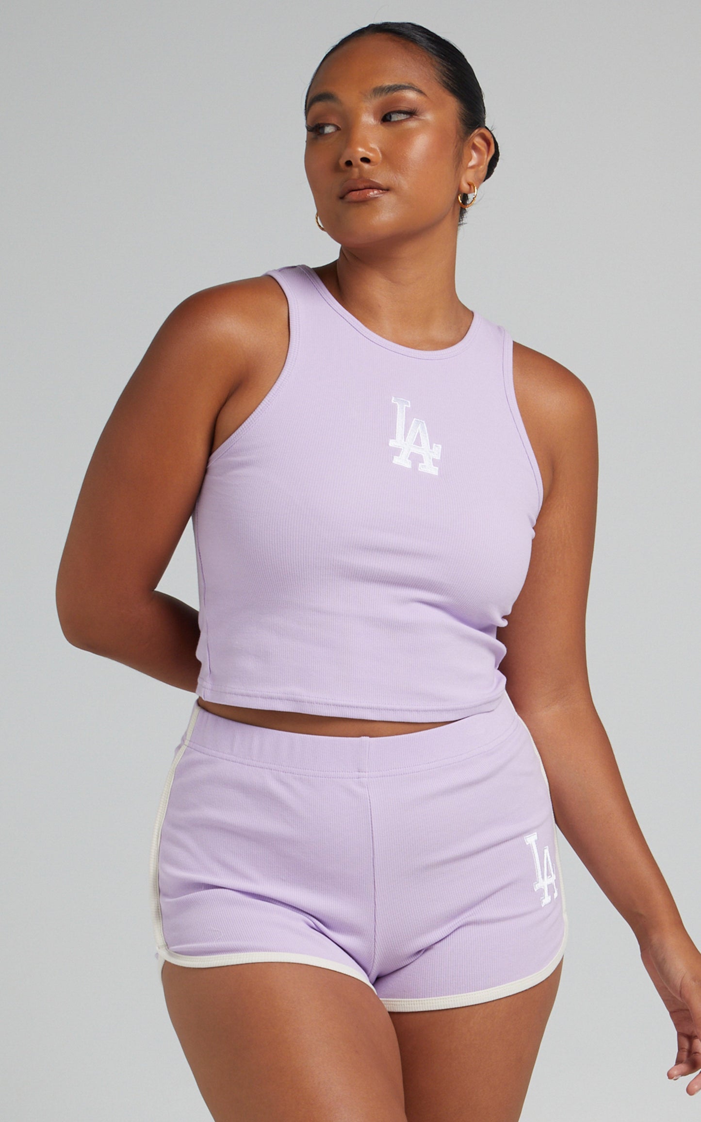 Majestic - Dodgers Rib Tank in Orchid