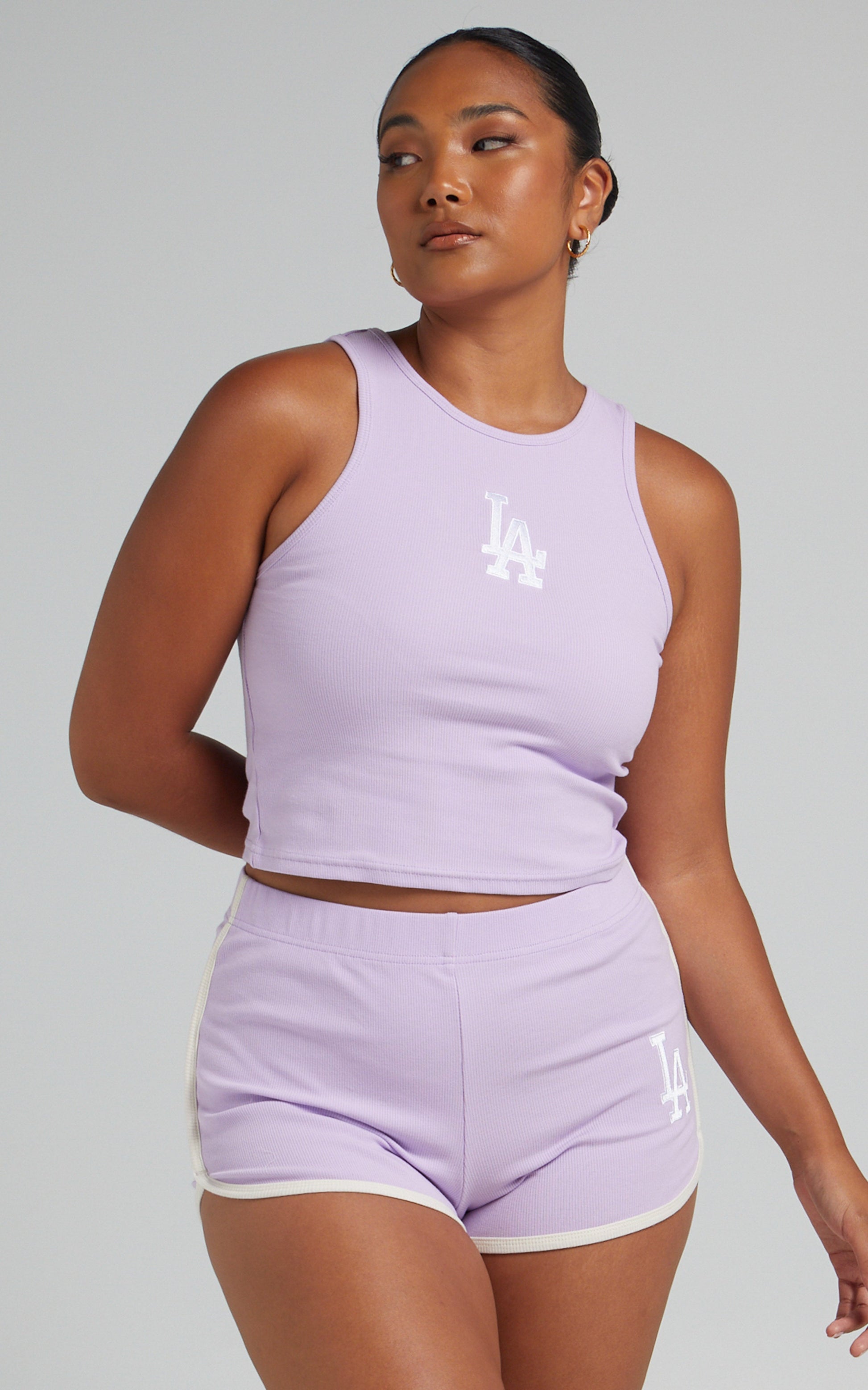 Majestic - Dodgers Rib Tank in Orchid