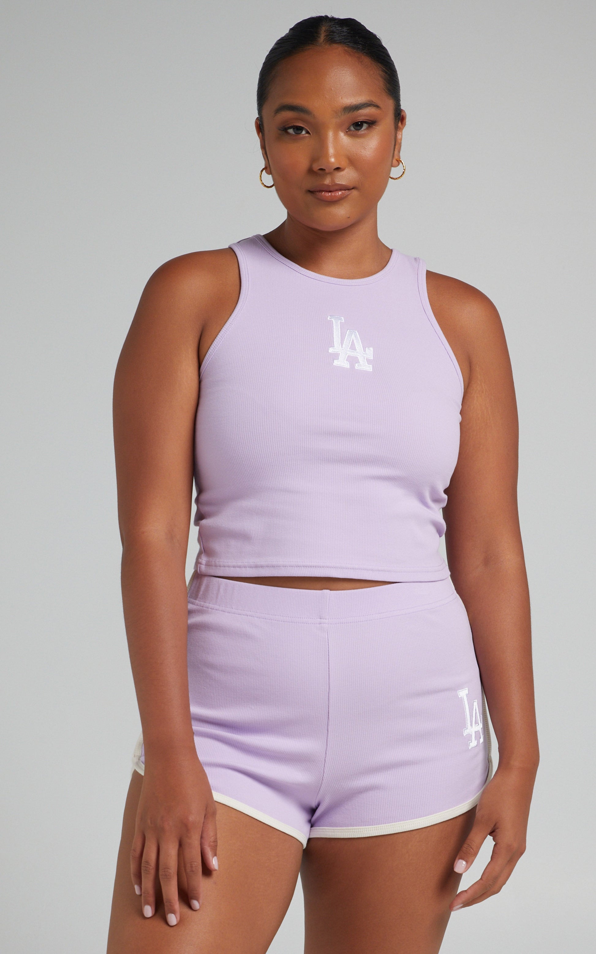 Majestic - Dodgers Rib Tank in Orchid