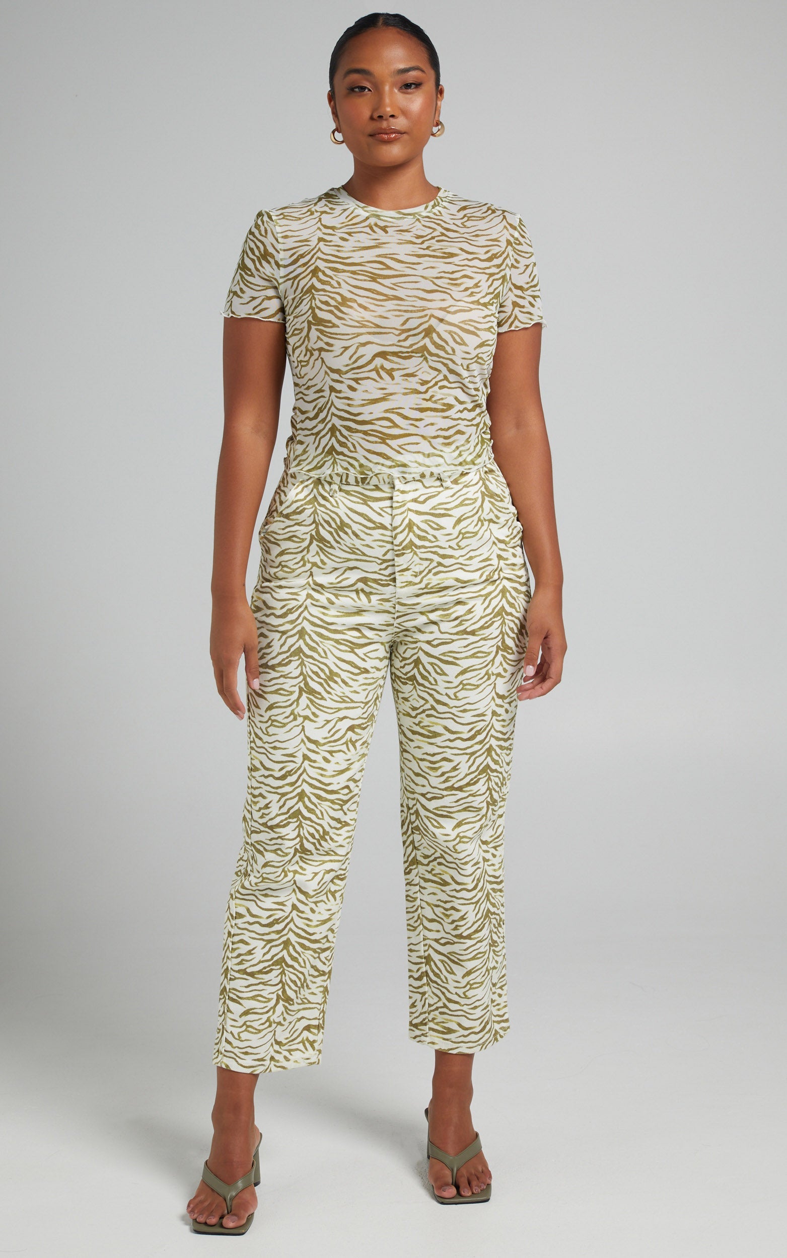 Cools Club - Mid Rise California Pant in HERB ZEBRA