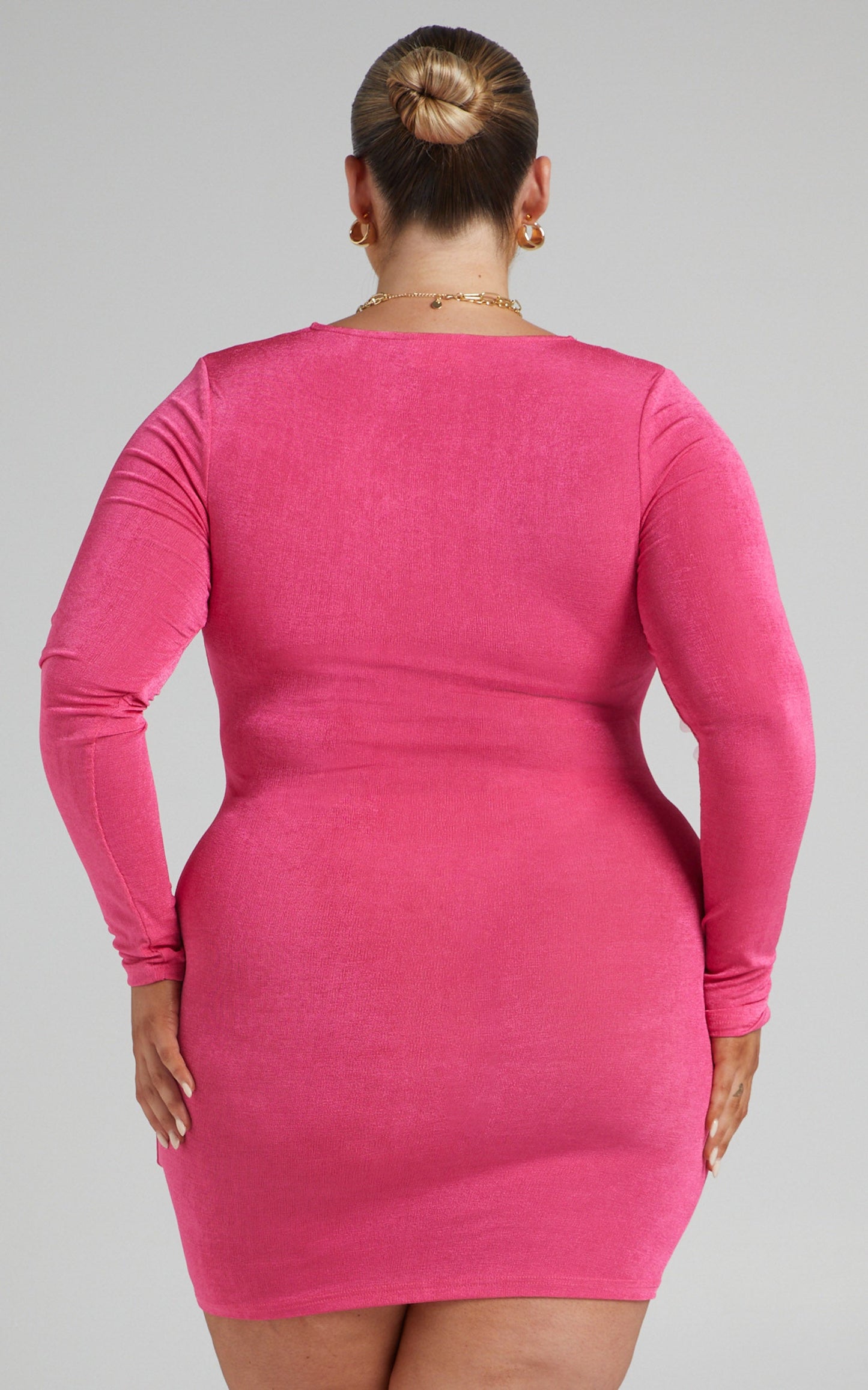 Shanti Mini Dress - Ruched Button Front Dress in Pink