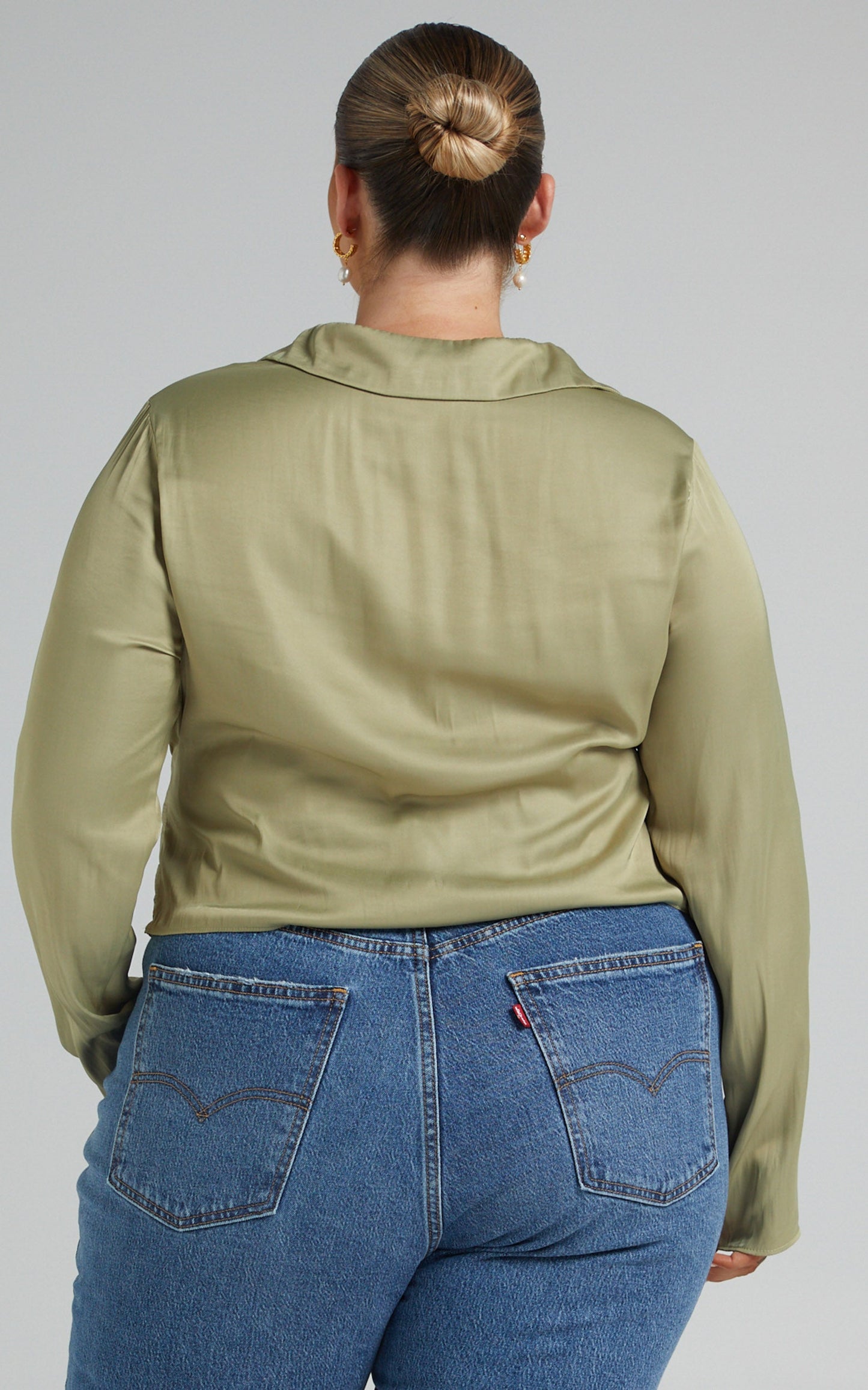 Elexis Top - Twist Front Long Sleeve Top in Green