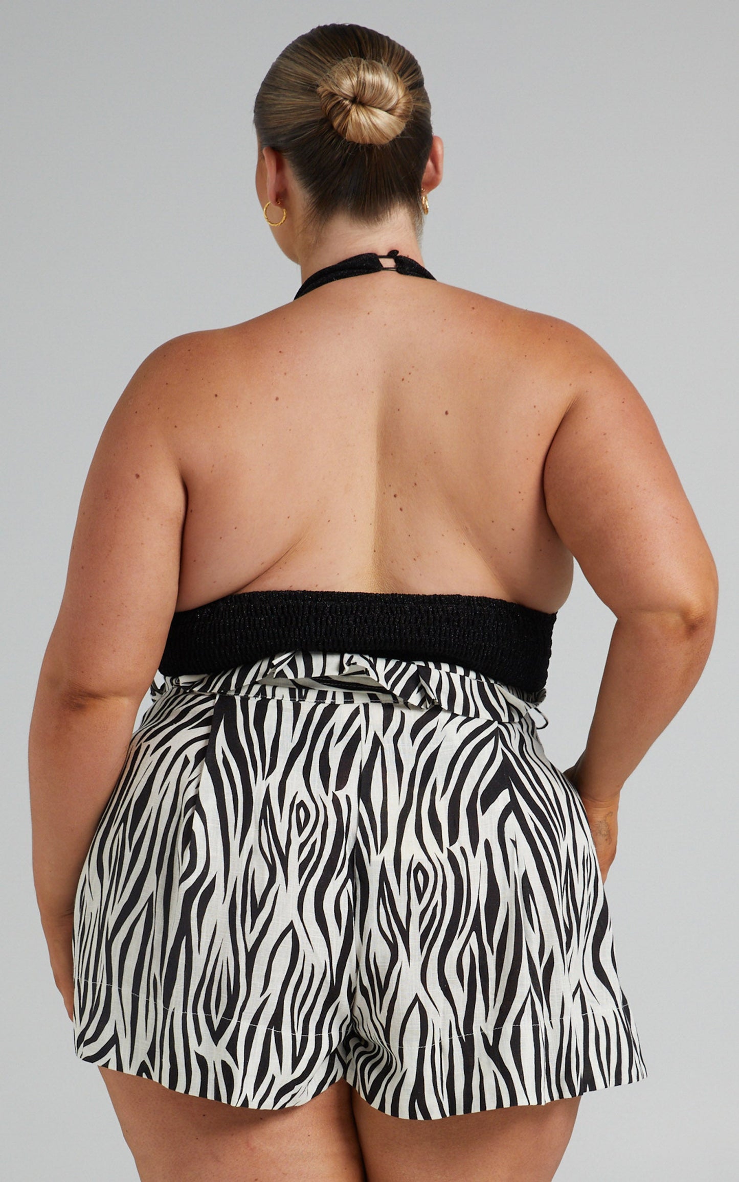 Zora Shorts - Linen High Waisted Paper Bag Shorts in Zebra Print