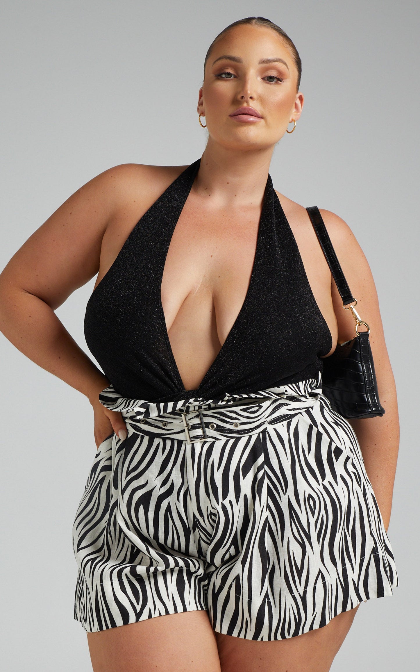 Zora Shorts - Linen High Waisted Paper Bag Shorts in Zebra Print