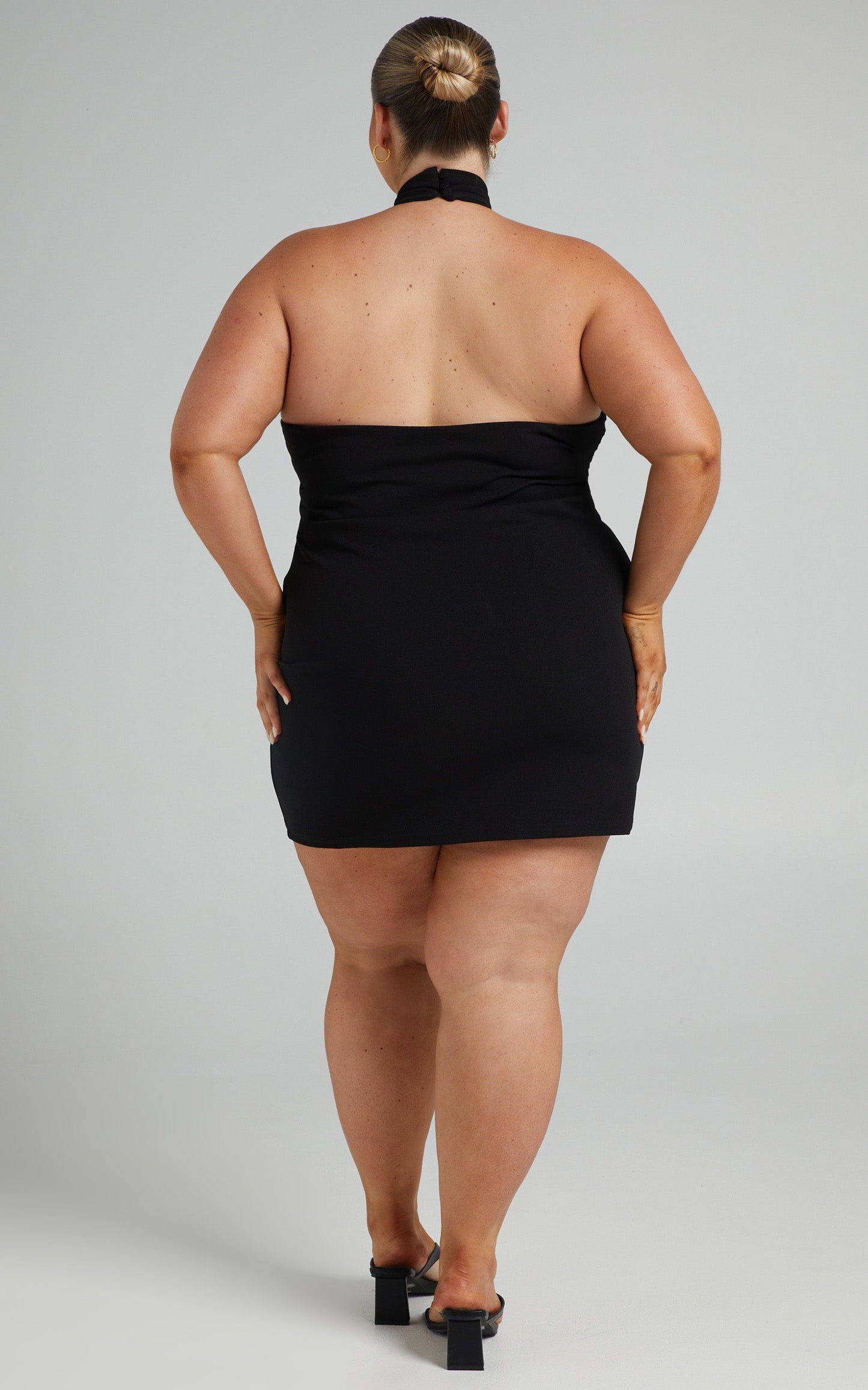 Sascha Keyhole Halter Neck Mini Dress in Black