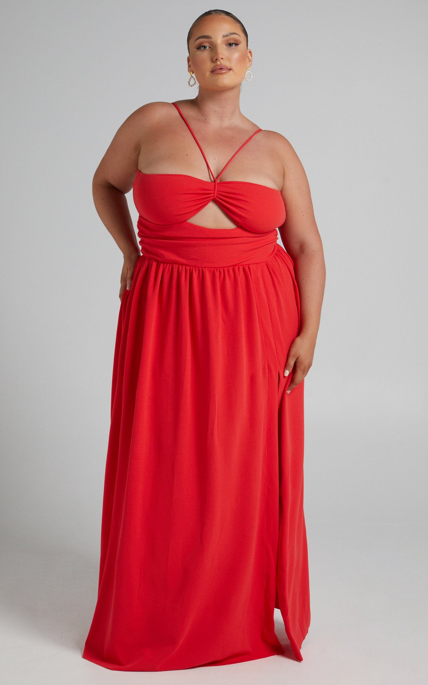 Alouette cut out open back maxi dress in OXYFIRE