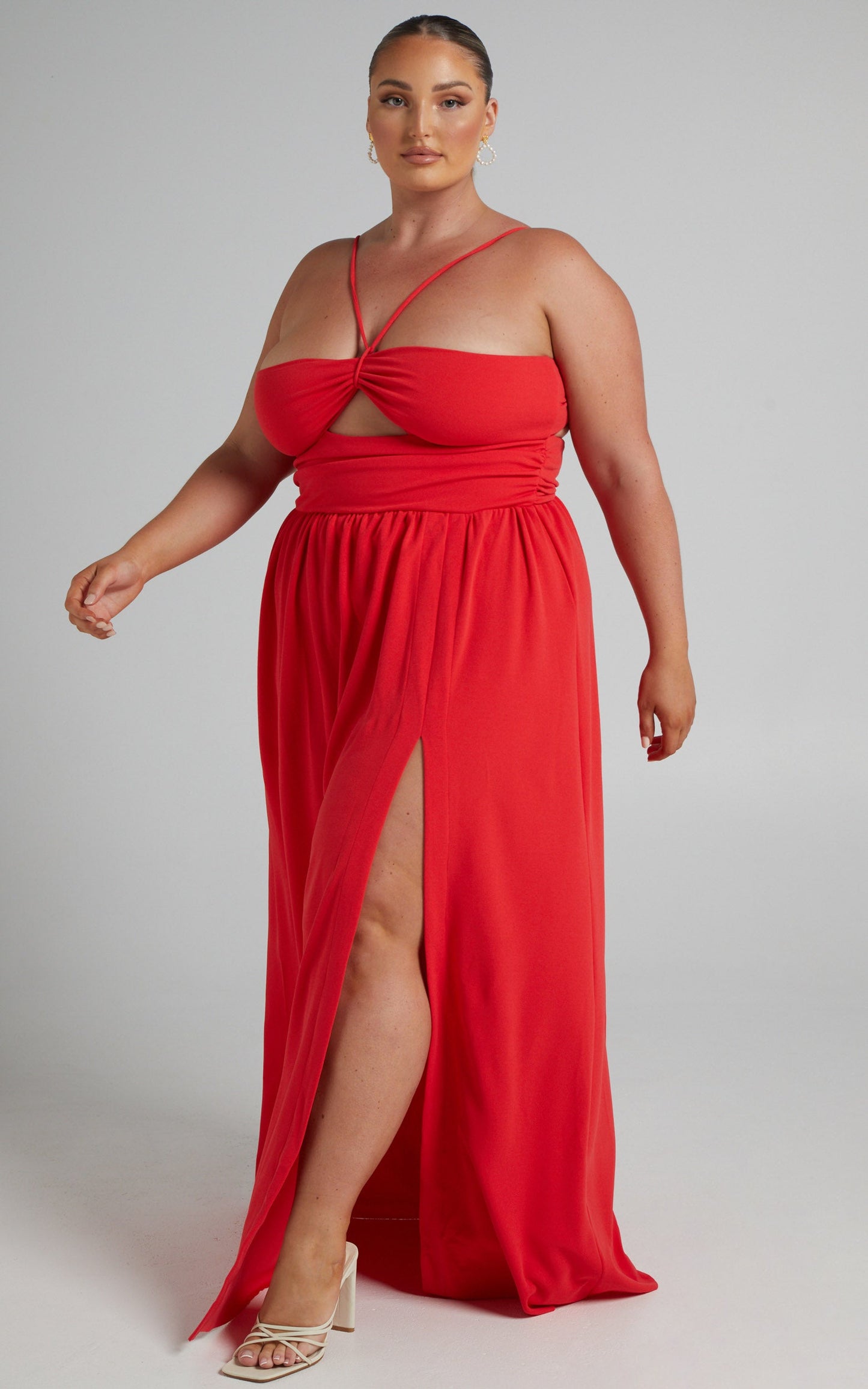 Alouette cut out open back maxi dress in OXYFIRE