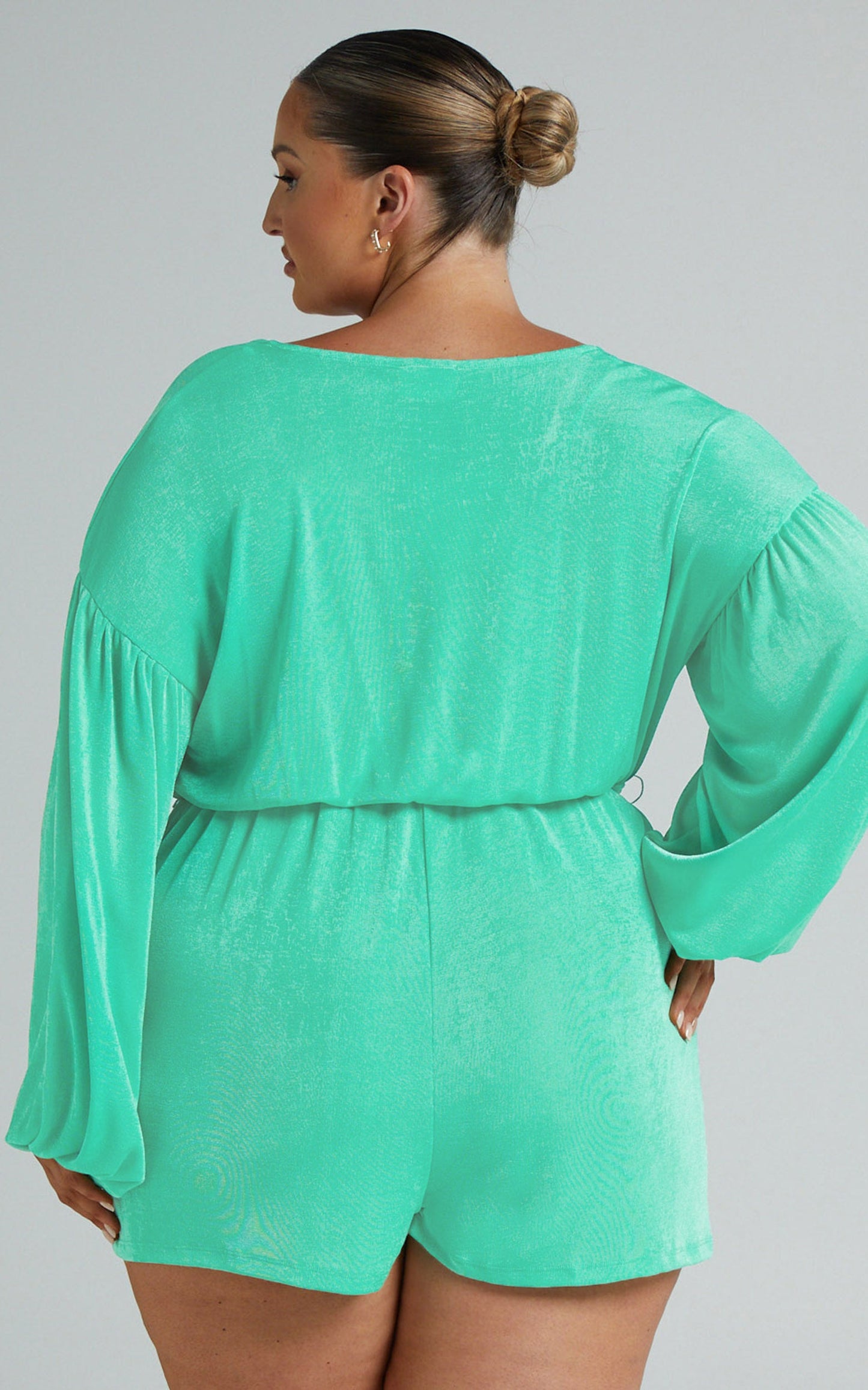 Penelope Playsuit - Long Sleeve Playsuit in Green