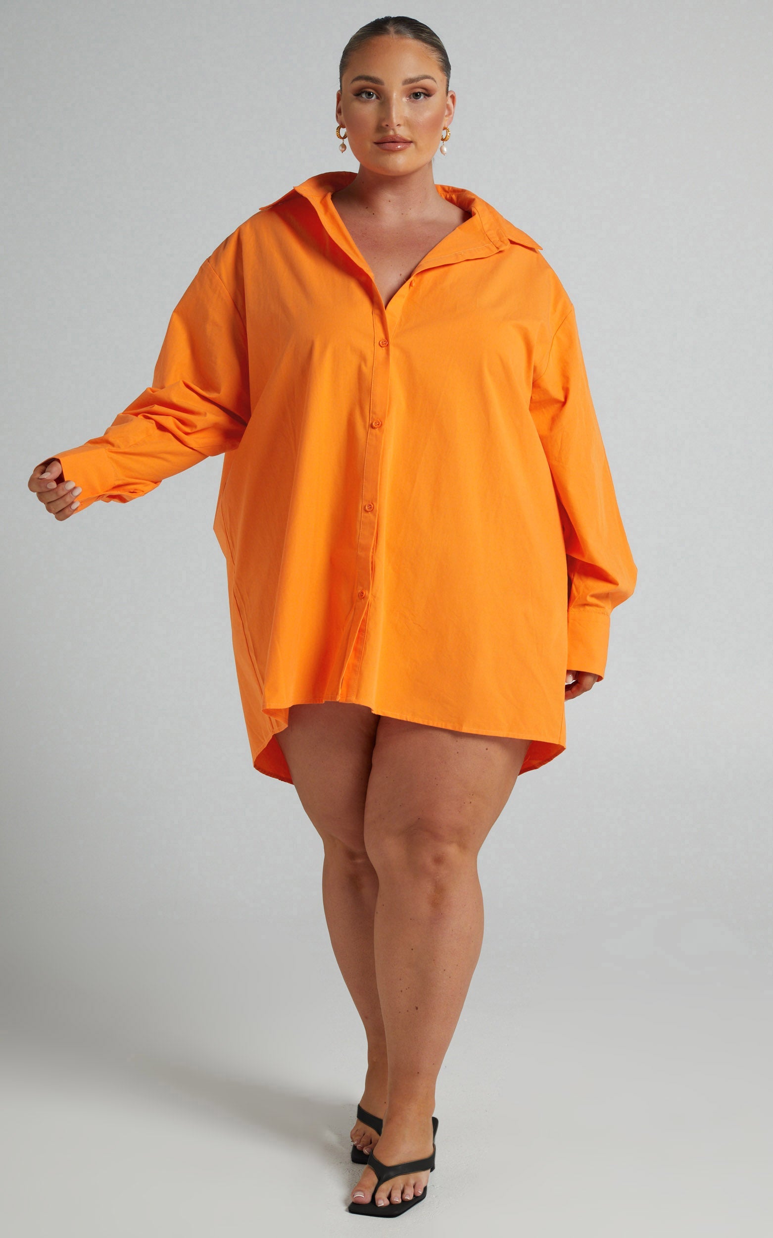 Harriet Shirt - Oversized Sleeve Button Up Shirt in Orange