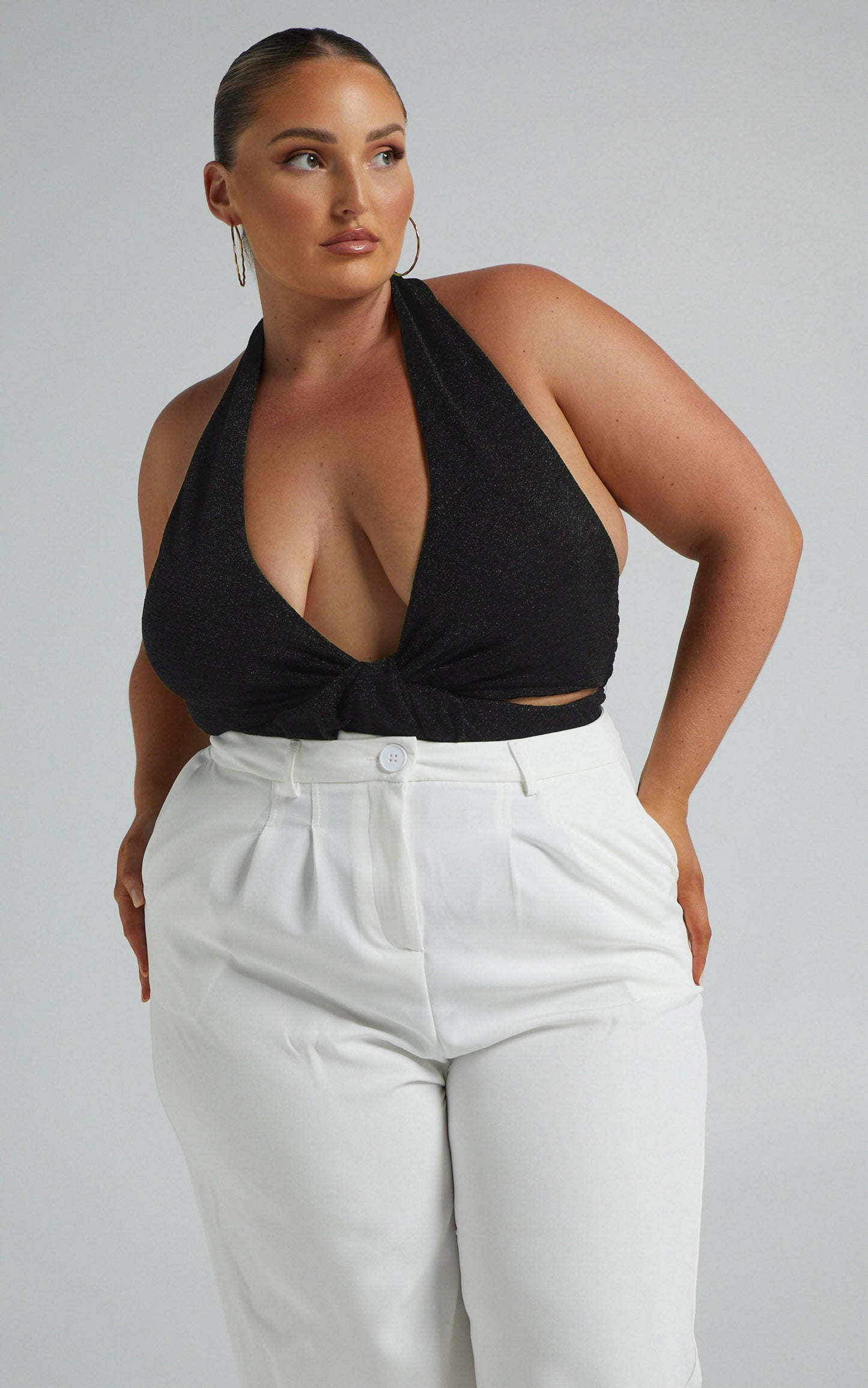 Annelyse Bodysuit - Plunge Bodysuit in Black