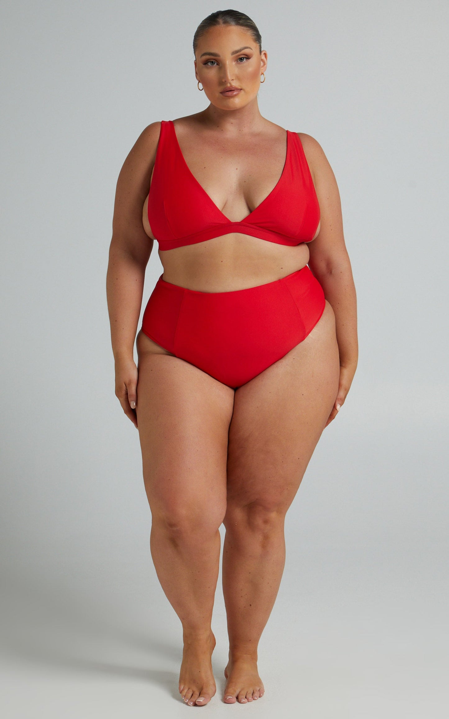 Nami Bikini Bottoms - High Waisted Bottoms in Recycled Nylon in Red